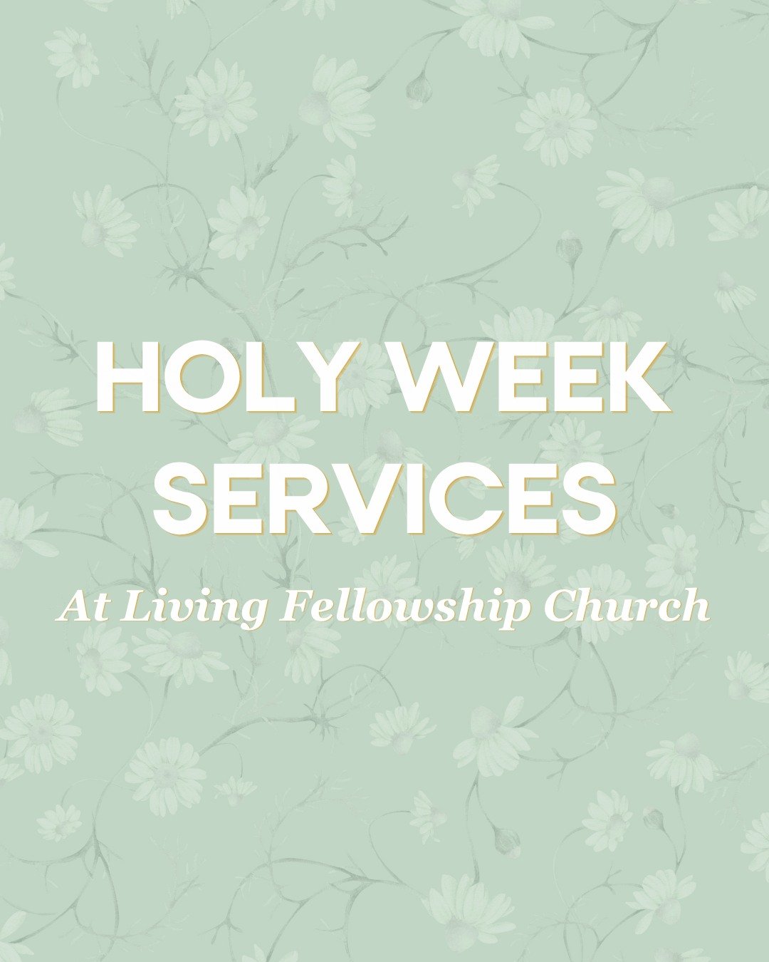 Come celebrate Holy Week with us! Swipe through this post to see the dates and times, and we hope you&rsquo;ll make it part of your plans. ☺️