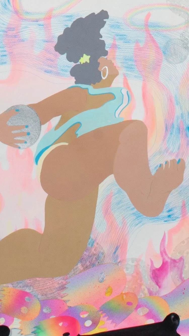 The Ref
Amaryllis R. Flowers, 2020
69 in x 49 in
Color pencil, watercolor, gouache, acrylic, and collage on paper