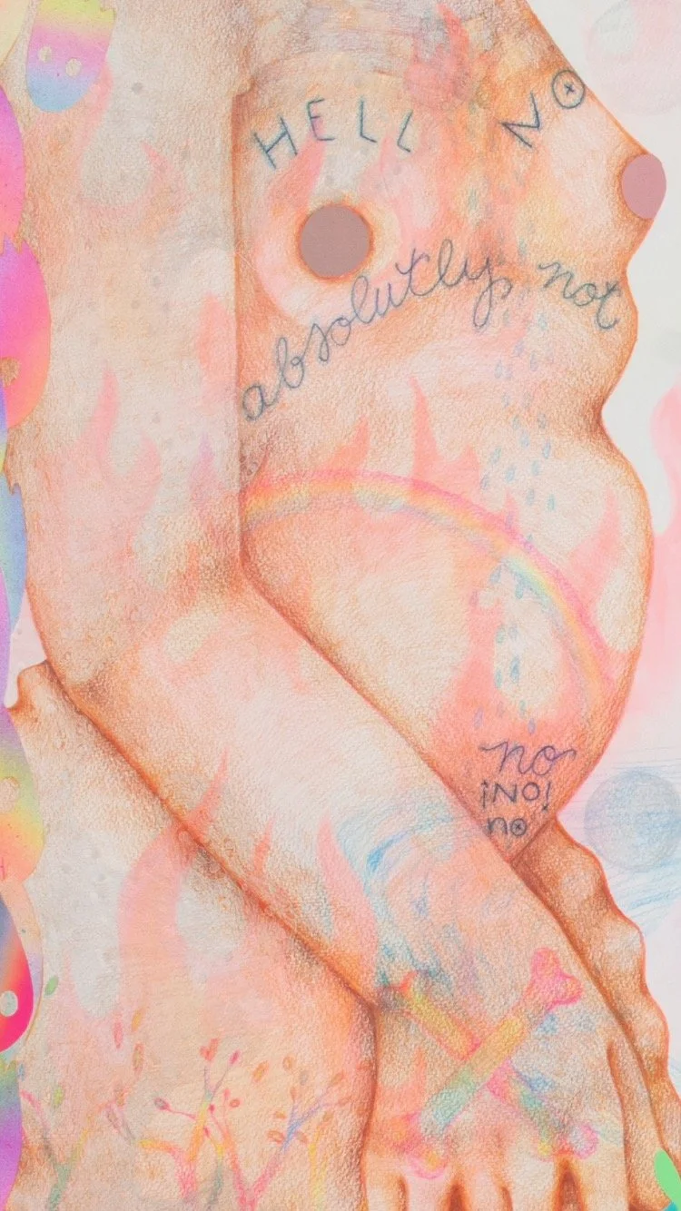 The Ref
Amaryllis R. Flowers, 2020
69 in x 49 in
Color pencil, watercolor, gouache, acrylic, and collage on paper