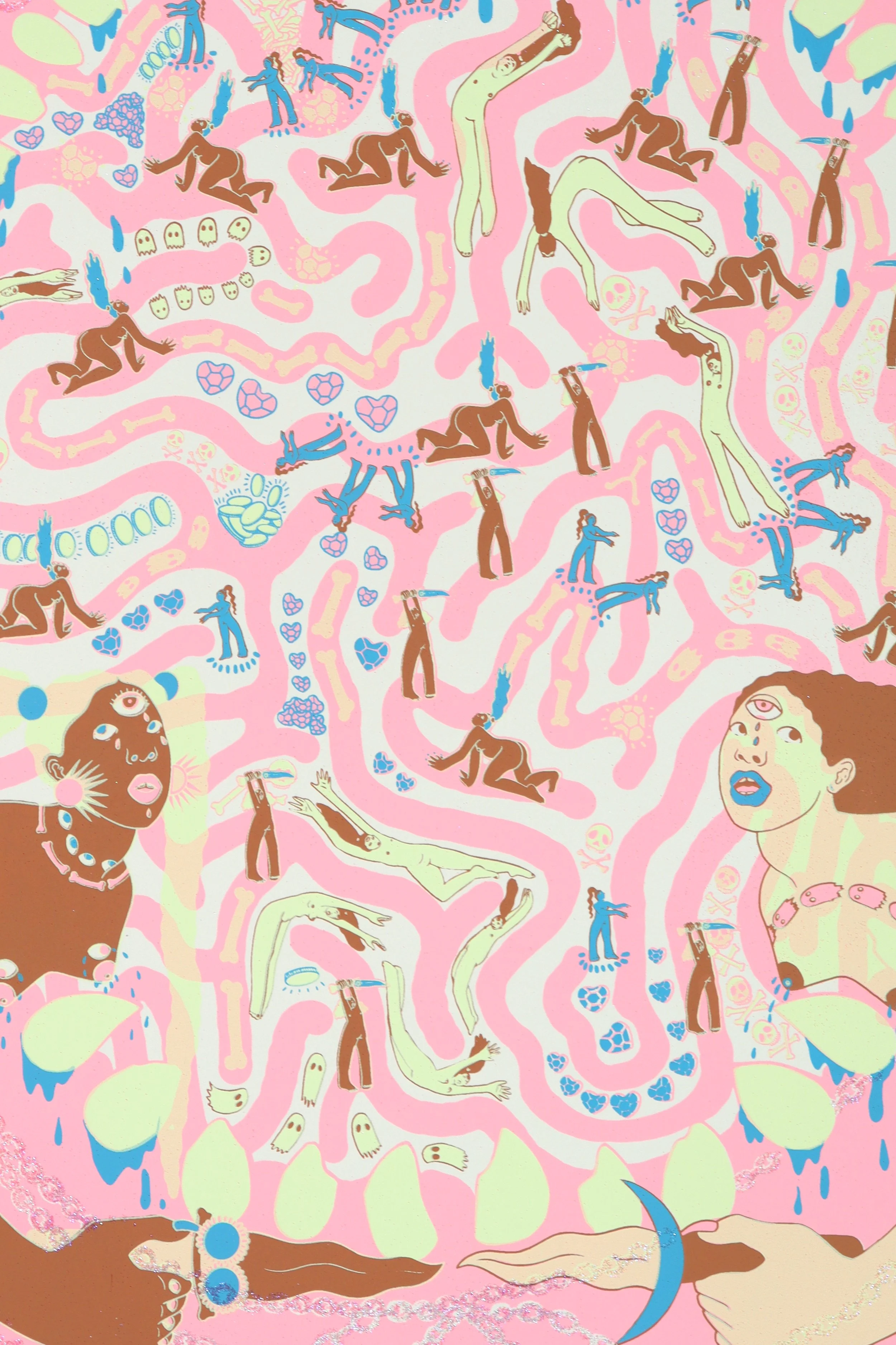 Inner Space Case, 2024, 5 color serigraph with glitter element on archival paper, 26 x 22.25 in, edition of 10
