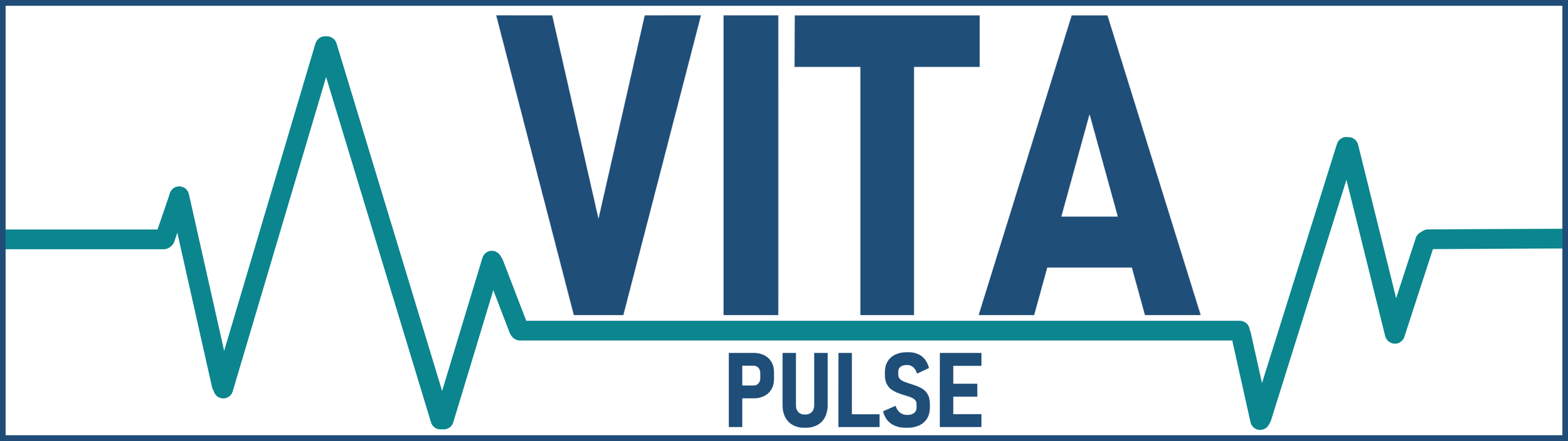 Logo for VITA PULSE featuring a stylized heartbeat line with the text 'VITA' in large blue letters and 'PULSE' below in smaller blue letters.