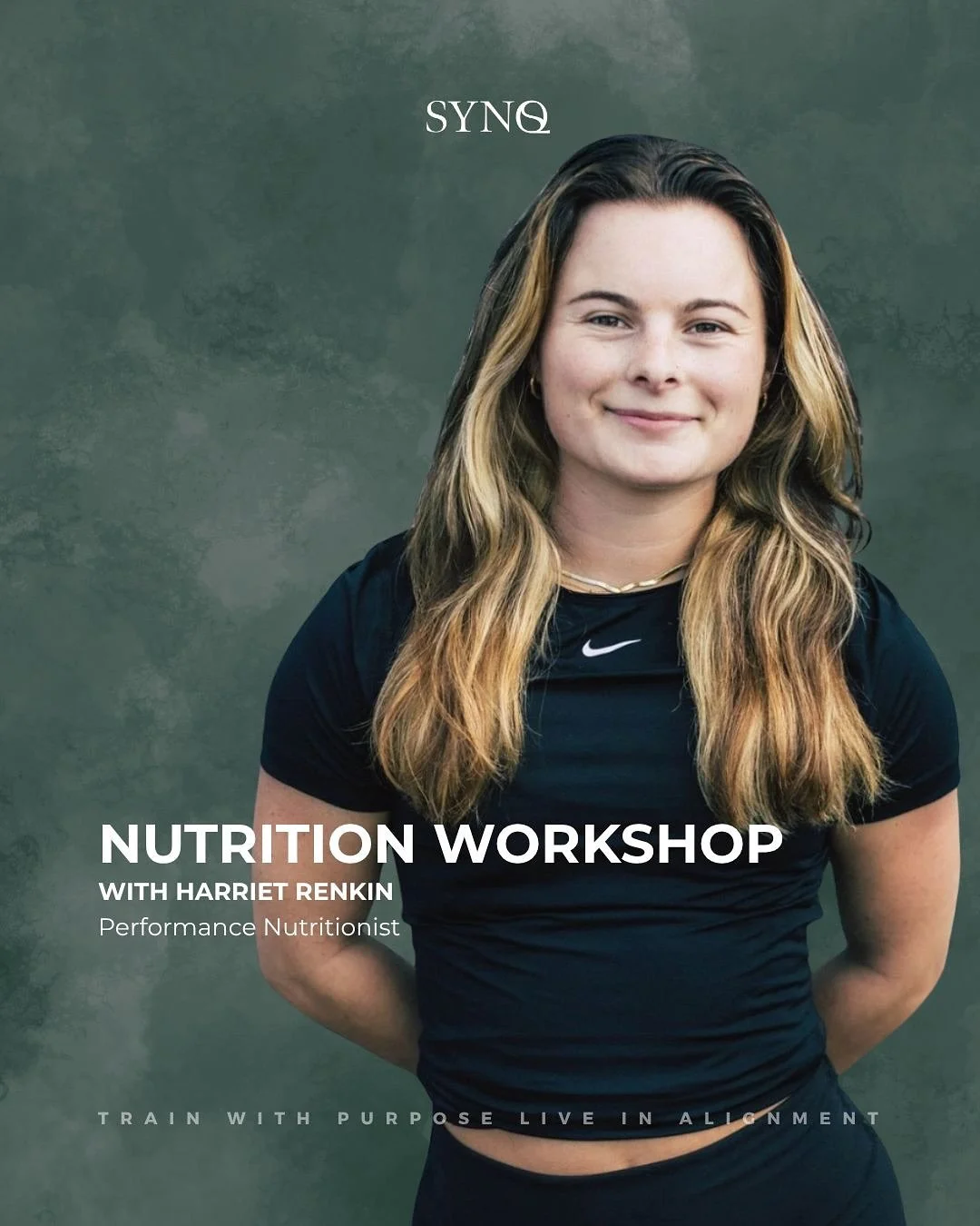 Join us here at SYNQ for a practical  workshop with Nutritionist Harriet Renkin.

Harriet will be cutting through the noise and sharing the truth about fuelling your body for fat loss, building muscle and energy. Plus, you&rsquo;ll walk away with pra
