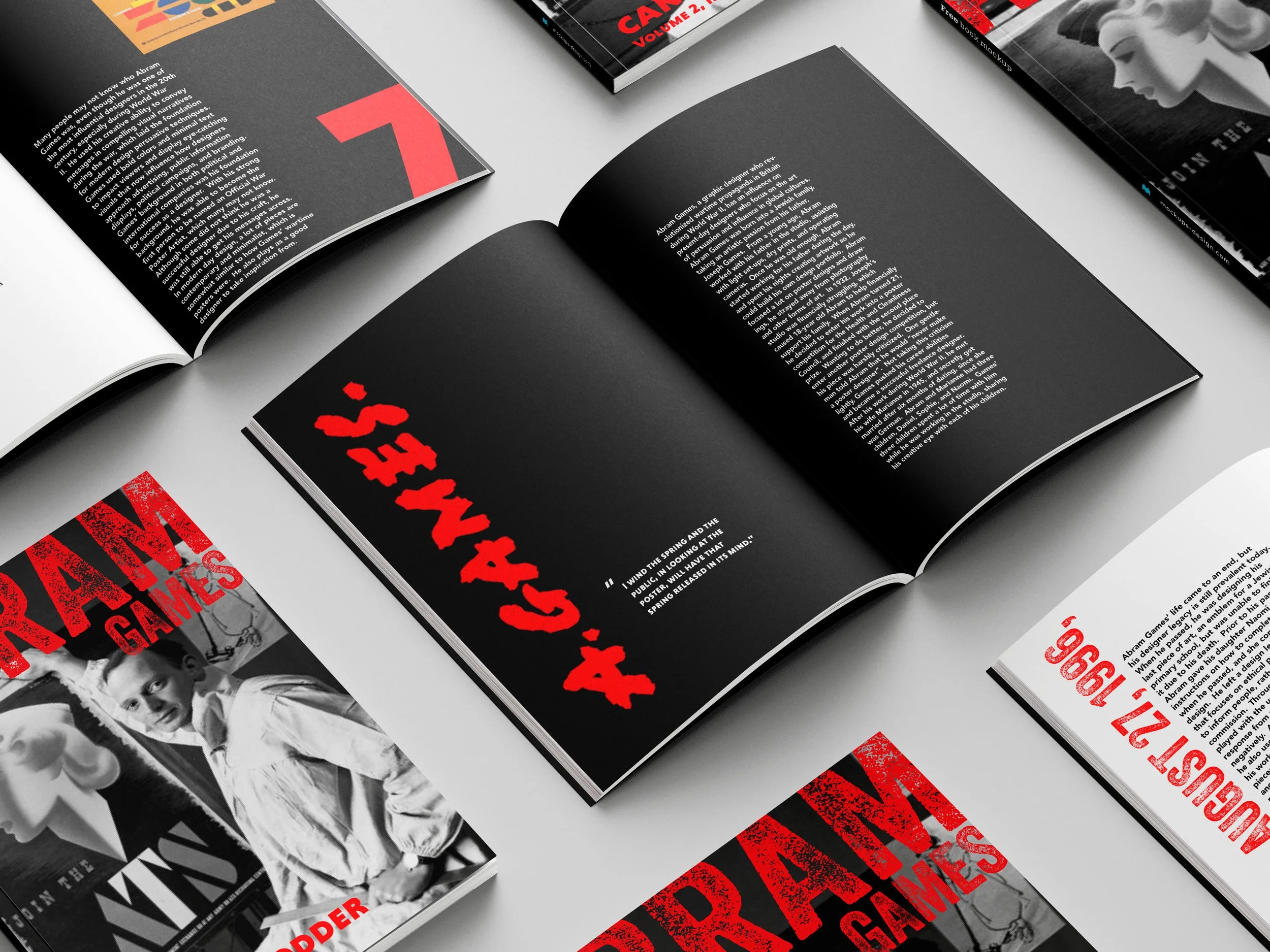 "Abram Games: Canon Fodder" zine mockup.