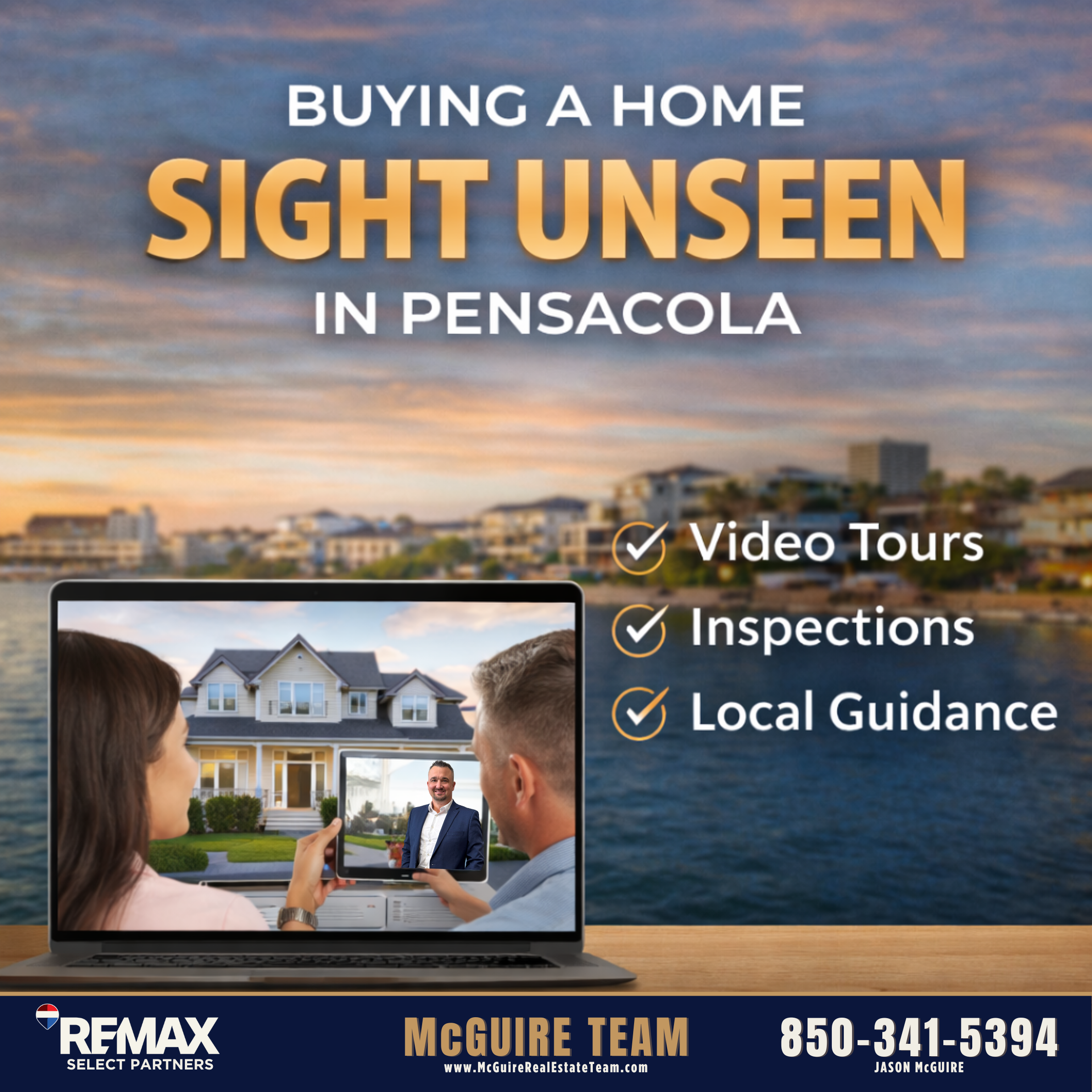 Remote buyers reviewing a Pensacola Florida home through a virtual walkthrough