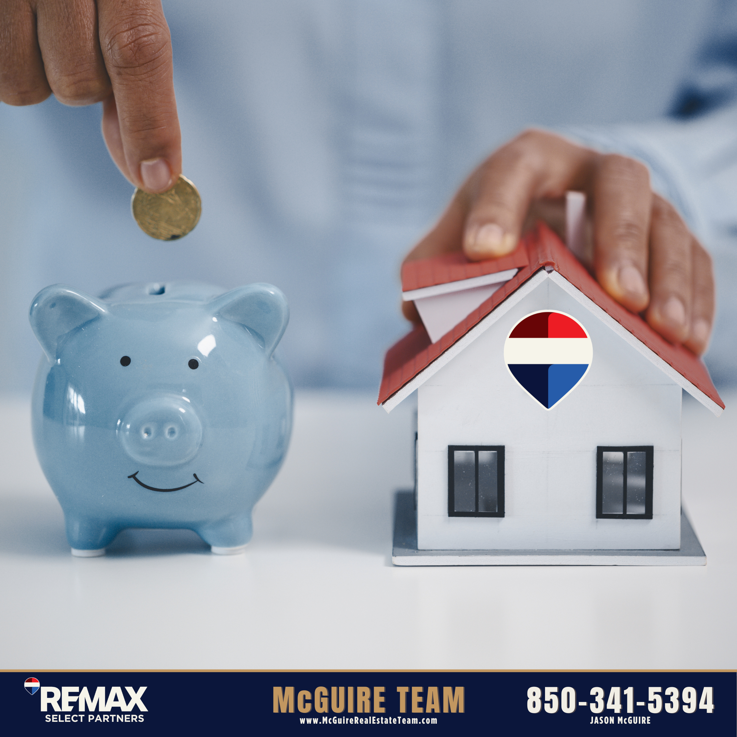 Home with piggy bank representing savings and affordability for homebuyers in Pensacola Florida