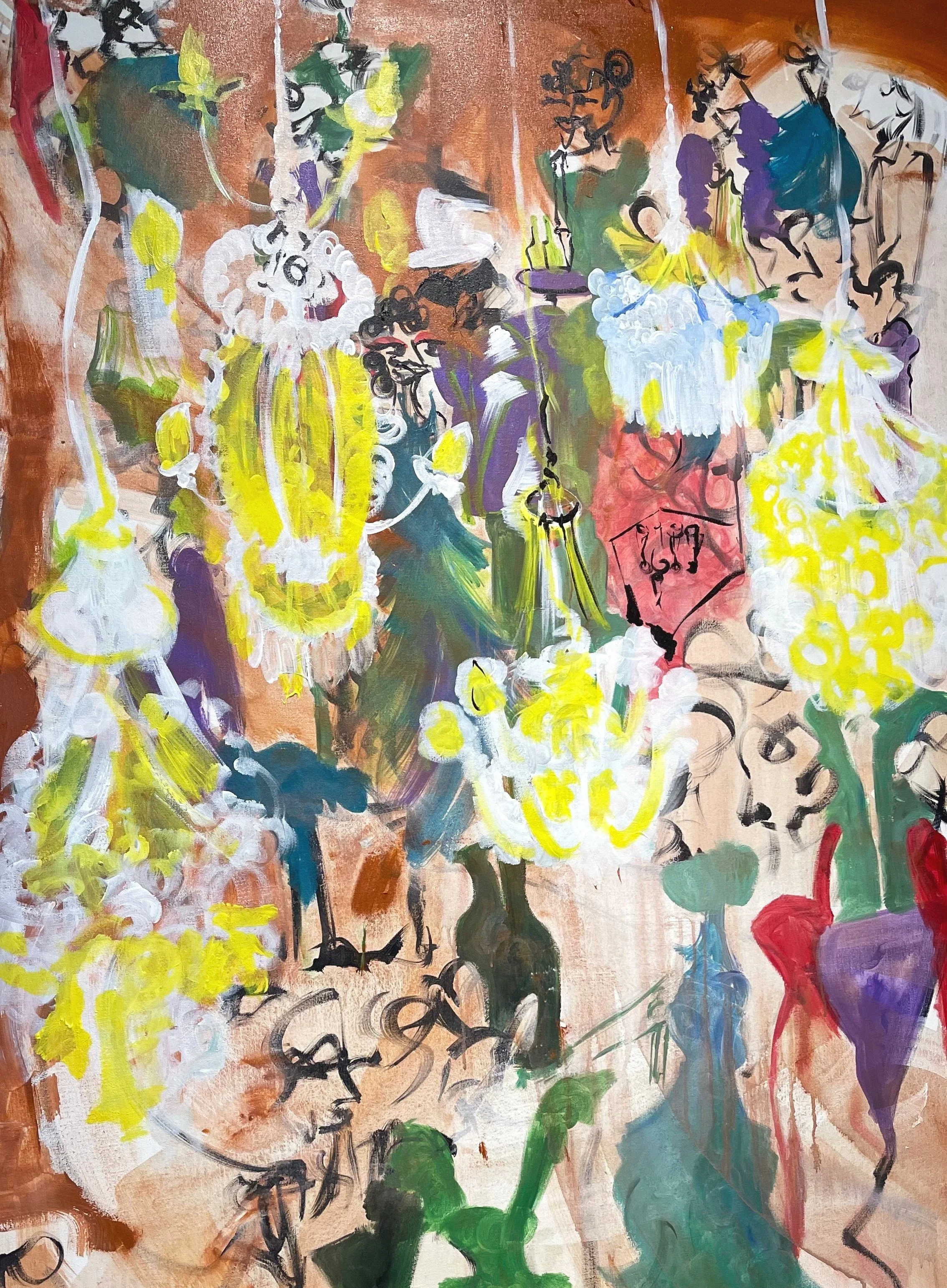 Blue In A Ballroom (2024) /
PROCESS image /
6x4 feet /
acrylic on canvas /
displayed at Alliance Francaise de Lahore / curated by Anne-Sophie /
Oct 8th 2024