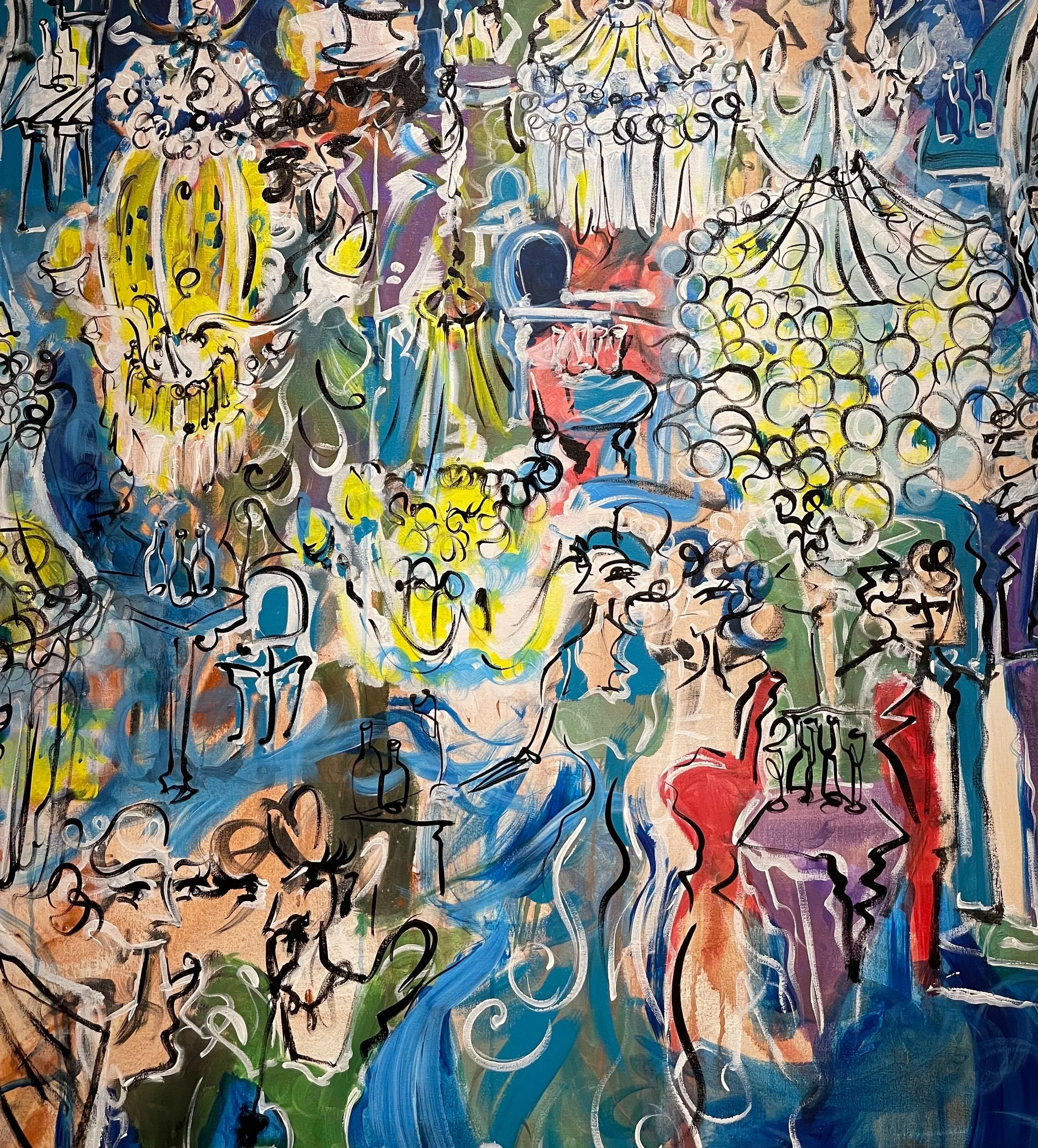 Blue In A Ballroom (2024) /
6x4 feet /
acrylic on canvas /
displayed at Alliance Francaise de Lahore / curated by Anne-Sophie /
Oct 8th 2024 /