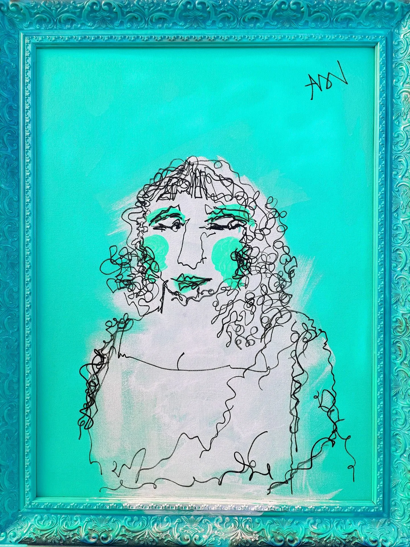 Mother Mona in Yellow, Blue &amp; Green 

she&rsquo;s seen it all, she knows it all #HeistAtTheLouvre #AskHerSheWillTellYou