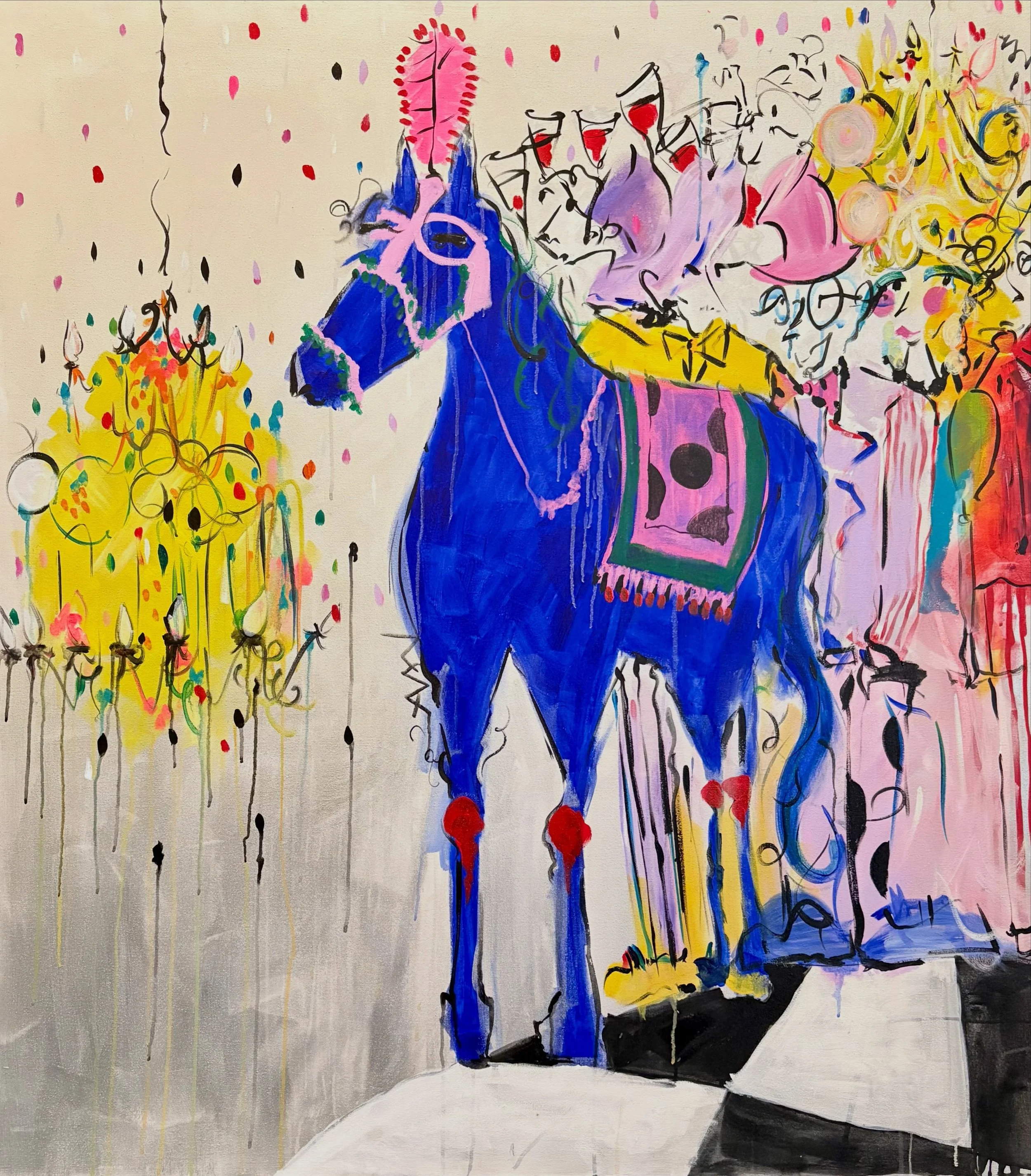 Some of the work from my last exhibit with @lpartconsultancy 💌 - debuted the Horse in my work&hellip;where to next?

1. The Horse Has Arrived
2. Everybody Wants Cake
3. Some Call It A Circus, Some Call It Soir&eacute;e
4. girl, RUN! 

In the video:
