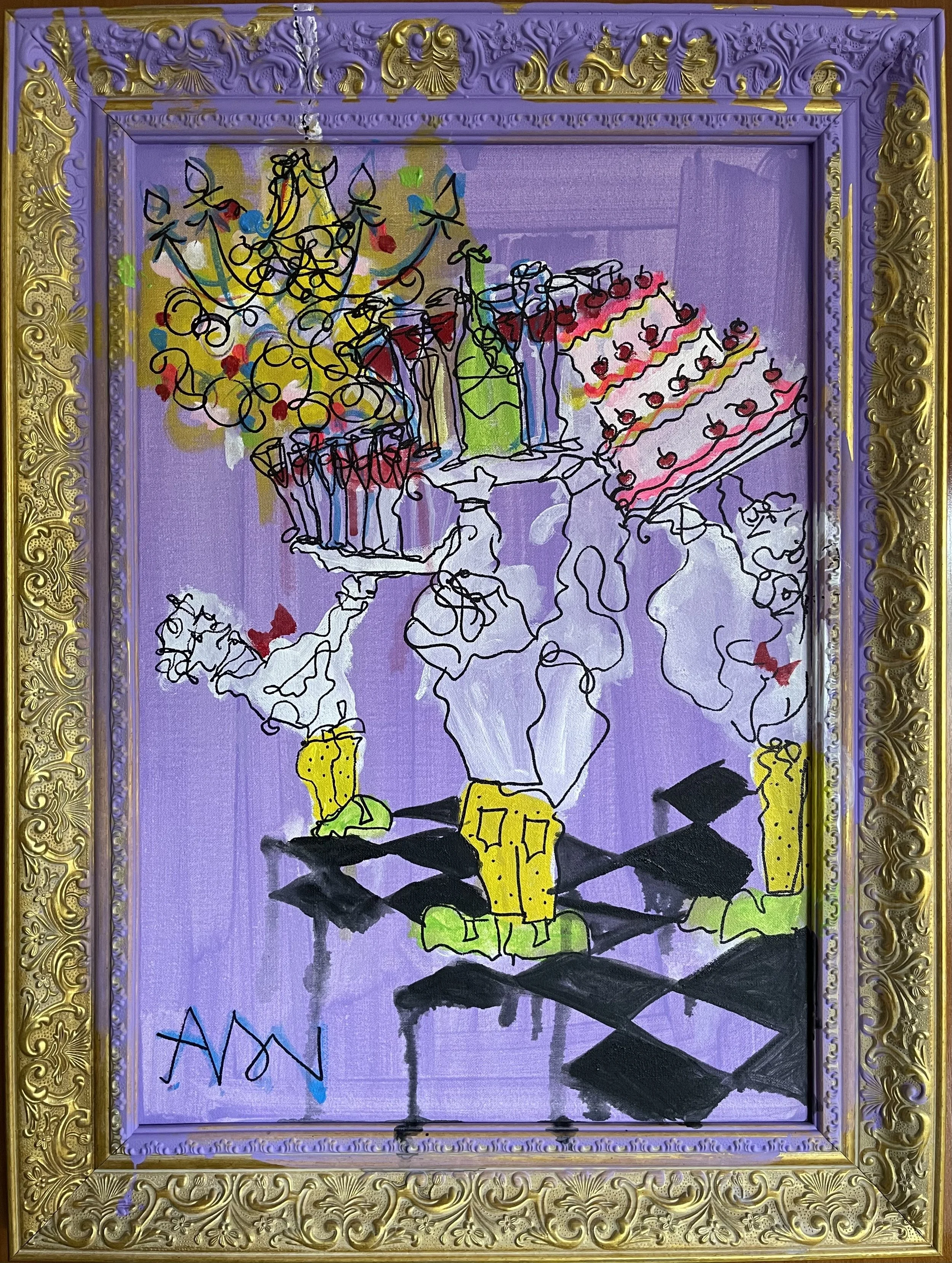 The Little Ppl / 18 by 24 inches / acrylic and ink on canvas and wooden frame / for a private virtual exhibition