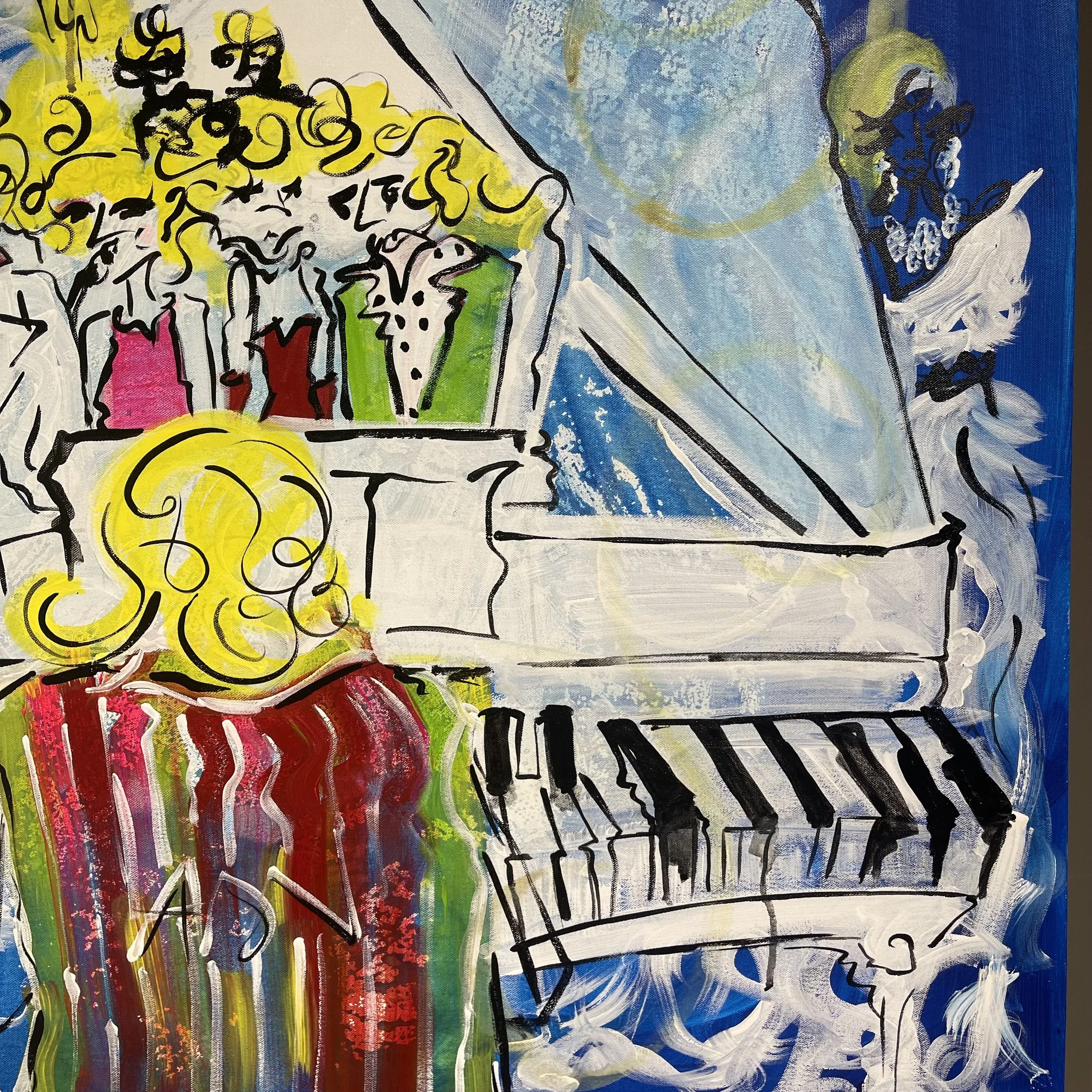 The Artist & The Artist's Muse / 36 x 36 inches / acrylic and ink on canvas / displayed at my solo show for Alliance Francaise de Lahore 