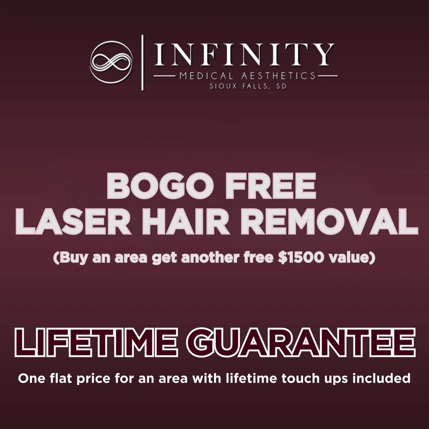 If you&rsquo;ve been waiting for the perfect time to start laser hair removal, now&rsquo;s the time! Buy one area, get another free, with lifetime touch-ups included.✨🤍