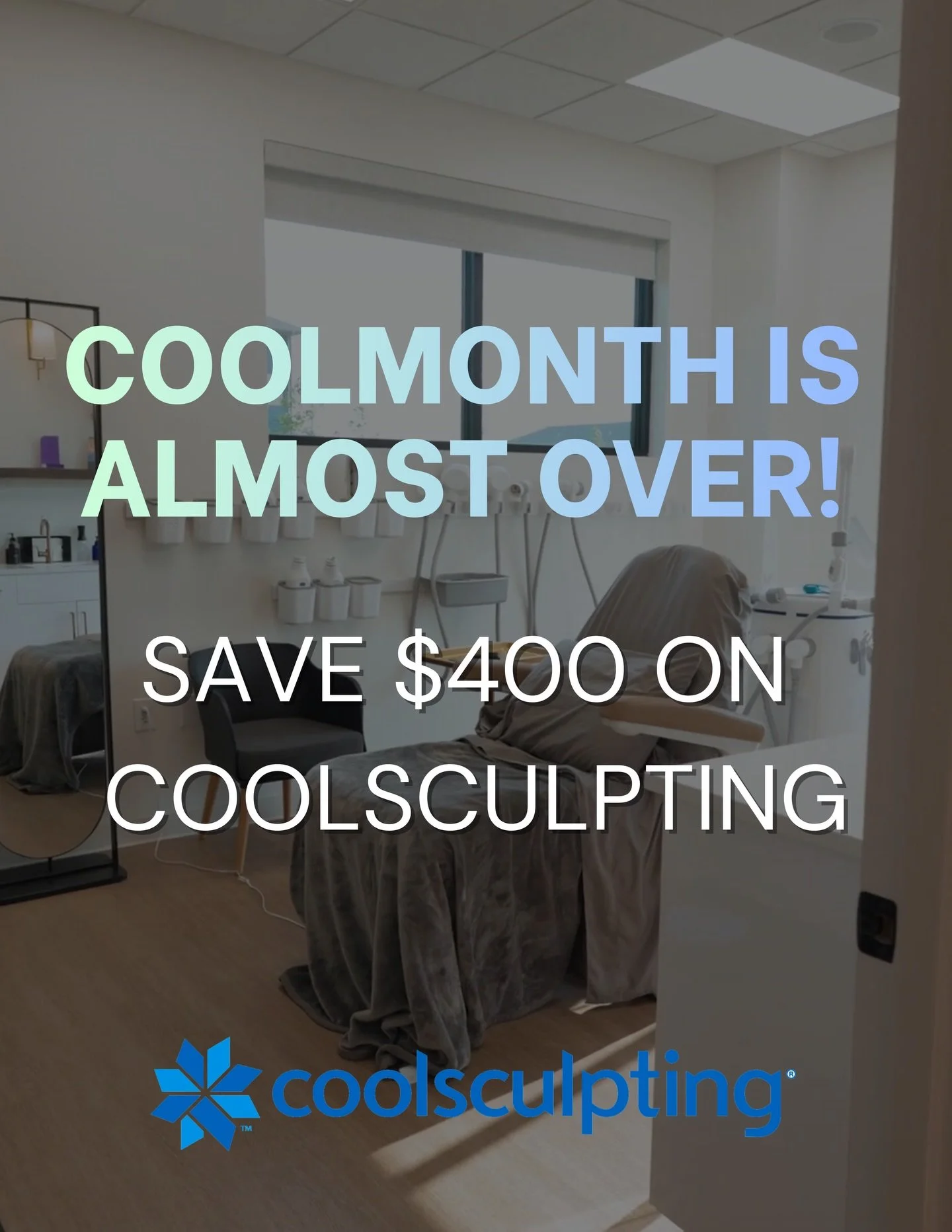 Last call to save $400 on CoolSculpting 🤍

You must add the $400 savings code by tomorrow to lock it in. Once it&rsquo;s yours, you&rsquo;ll have 60 days to use it so you can plan your appointment when it works best for you.

Don&rsquo;t miss it ✨ R