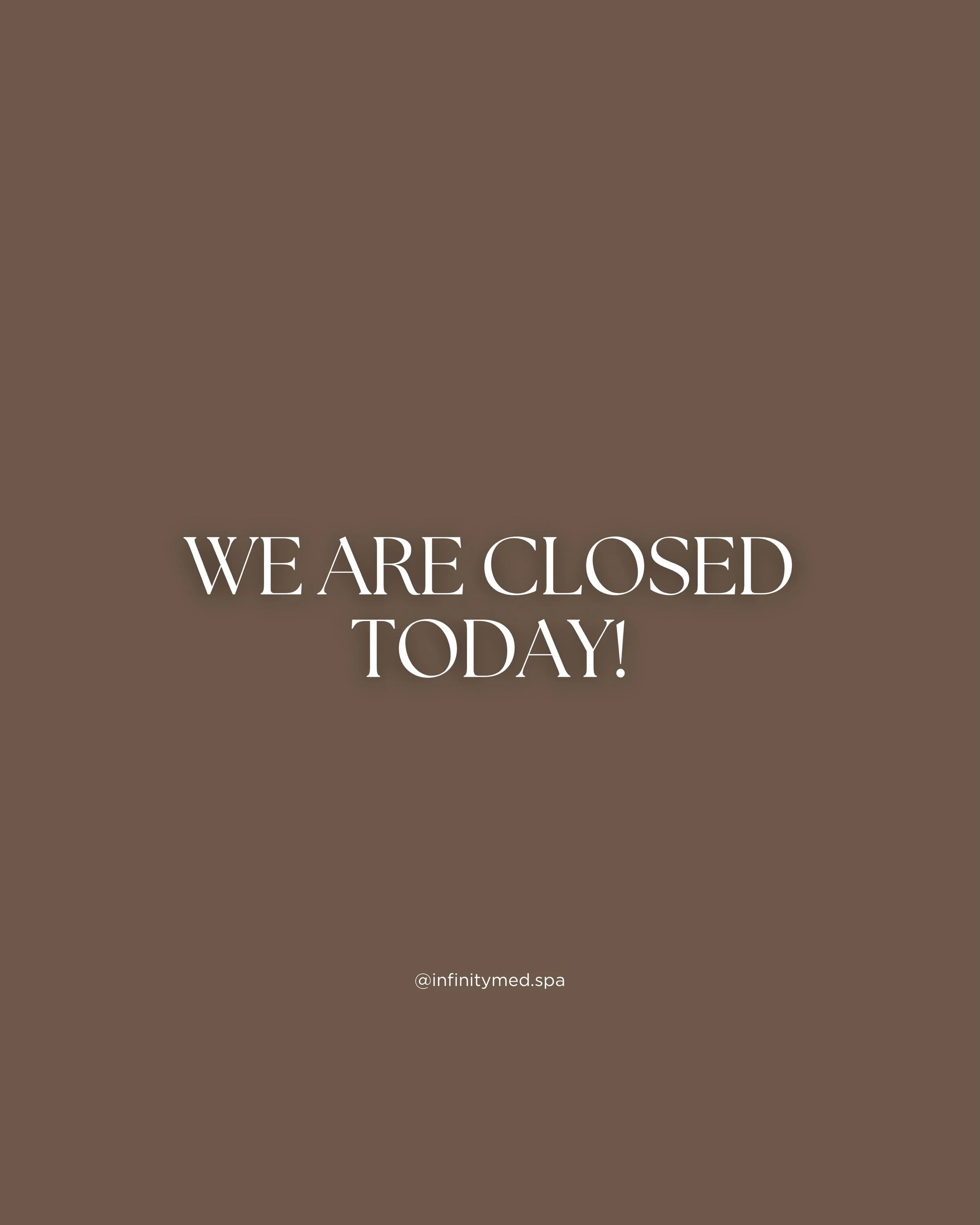 Infinity is closed today for Memorial Day 🇺🇸 Wishing everyone a safe, relaxing, and meaningful holiday with friends and family. We&rsquo;ll see you tomorrow! ✨