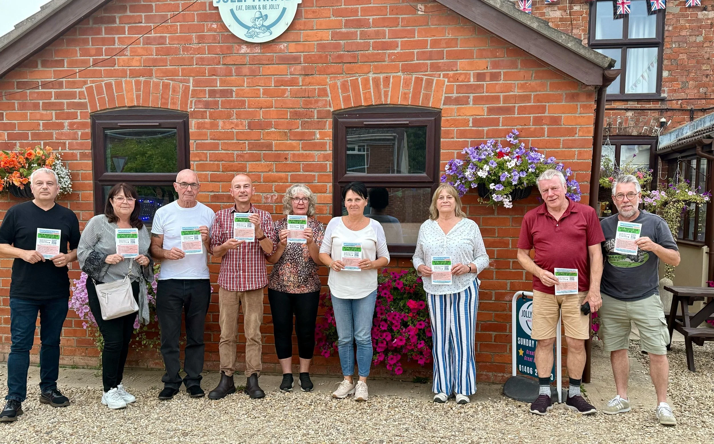 Community local to Pear Tree farm out leafleting in Spalding, Lincolnshire. 