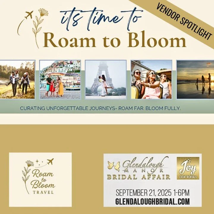 🎟 REGISTER FREE NOW &rarr; GlendaloughBridal.com

🔥 Vendor Spotlight: Roam to Bloom Travel &ndash; Your Honeymoon, Handled with Love ✈️💕

📍 Come meet them at Booth Space #21

Hey friends! Planning your dream honeymoon or destination wedding?
Let 