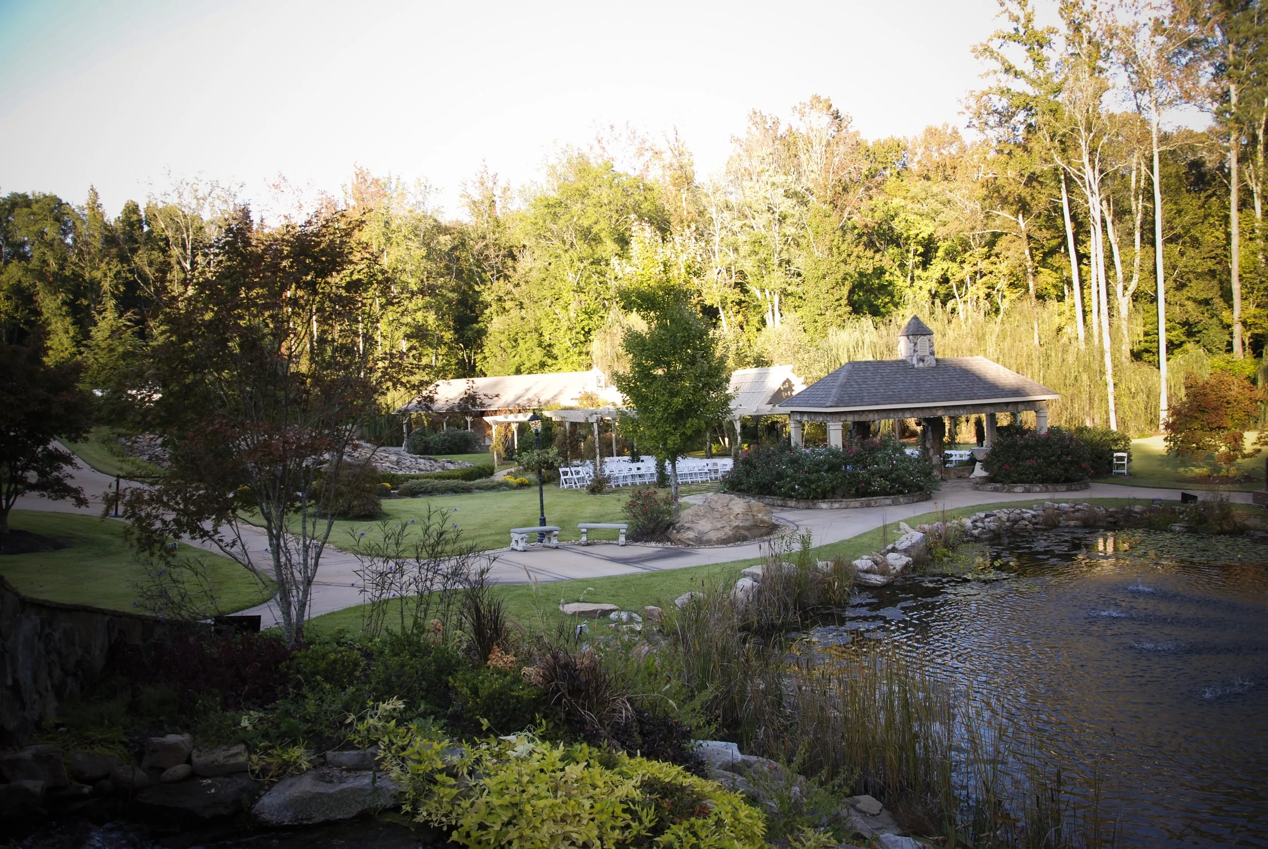 St. Kevins Garden outdoor wedding ceremony at Glendalough Manor venue near Senoia Georgia