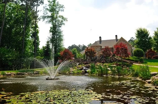 St. Kevins Garden outdoor wedding ceremony at Glendalough Manor Tyrone Georgia near Atlanta
