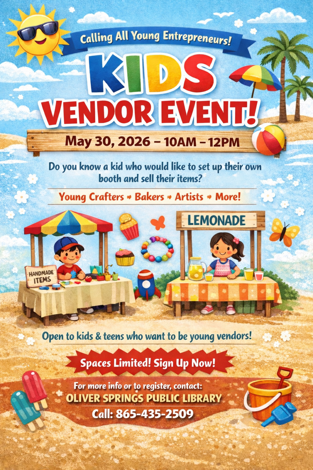 Kids Vendor Event at the Oliver Springs Public Library!