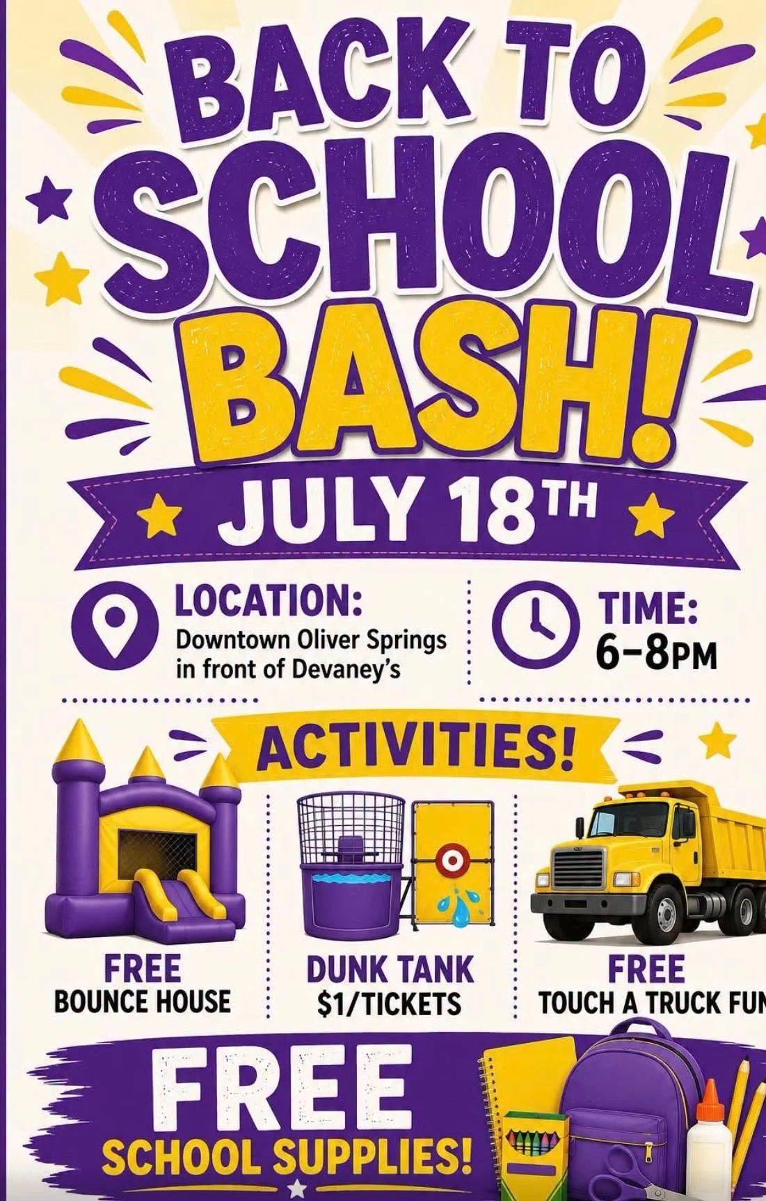 📚 Oliver Springs Back to School Bash 🎉