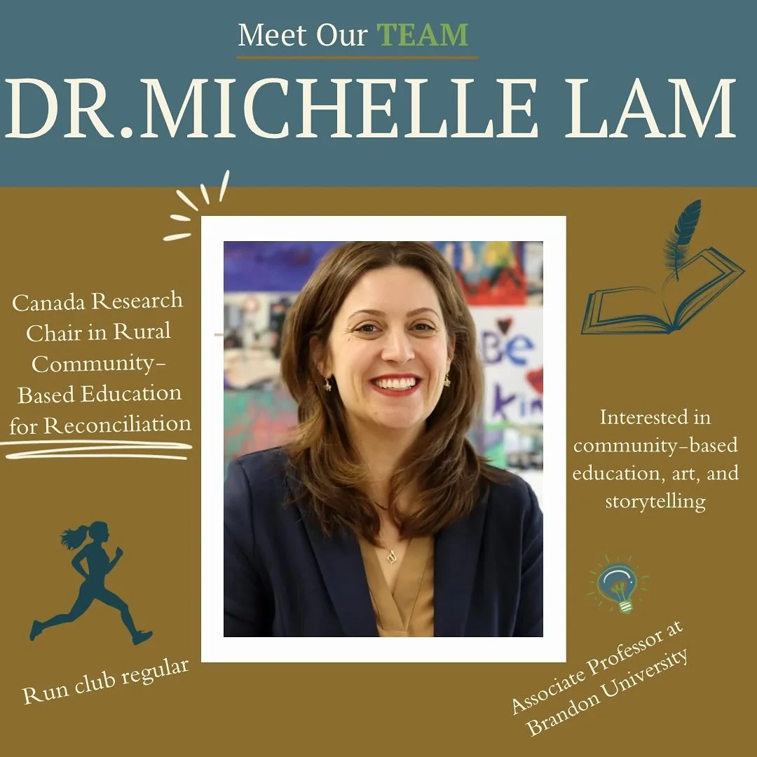 Meet Dr.Michelle Lam, Ph.D(she/her)👋🏽 Michelle is the founder of The Story Grounds!! She is also a Canada Research Chair in Rural Community-Based Education for Reconciliation and an Associate Professor in Curriculum and Pedagogy at Brandon Universi