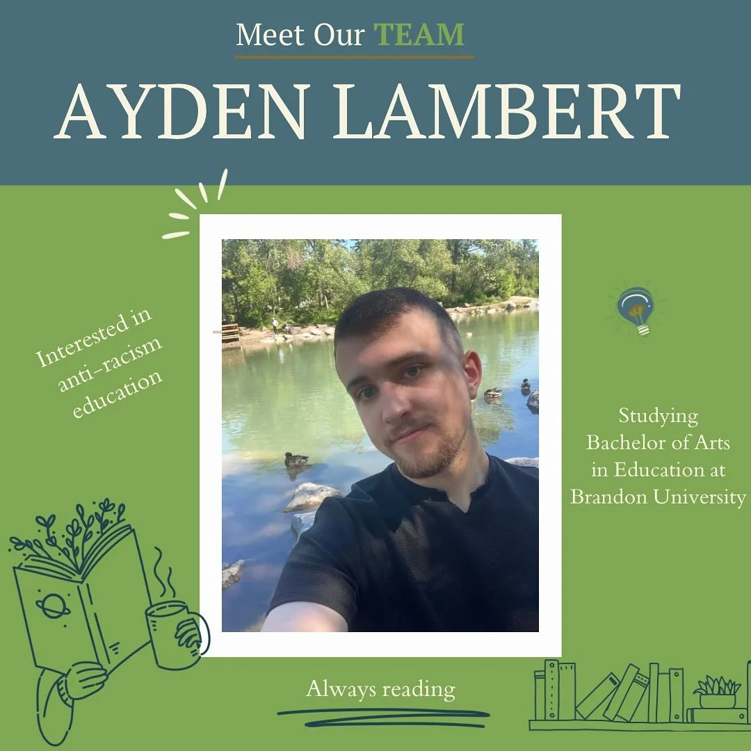 Meet Ayden Lambert (he/him)👋🏿 Ayden is a research assistant at The Story Grounds. He&rsquo;s currently a student in the Bachelor of Arts/Bachelor of Education Integrated Program at Brandon University.

He can often be found reading a book&mdash;or 