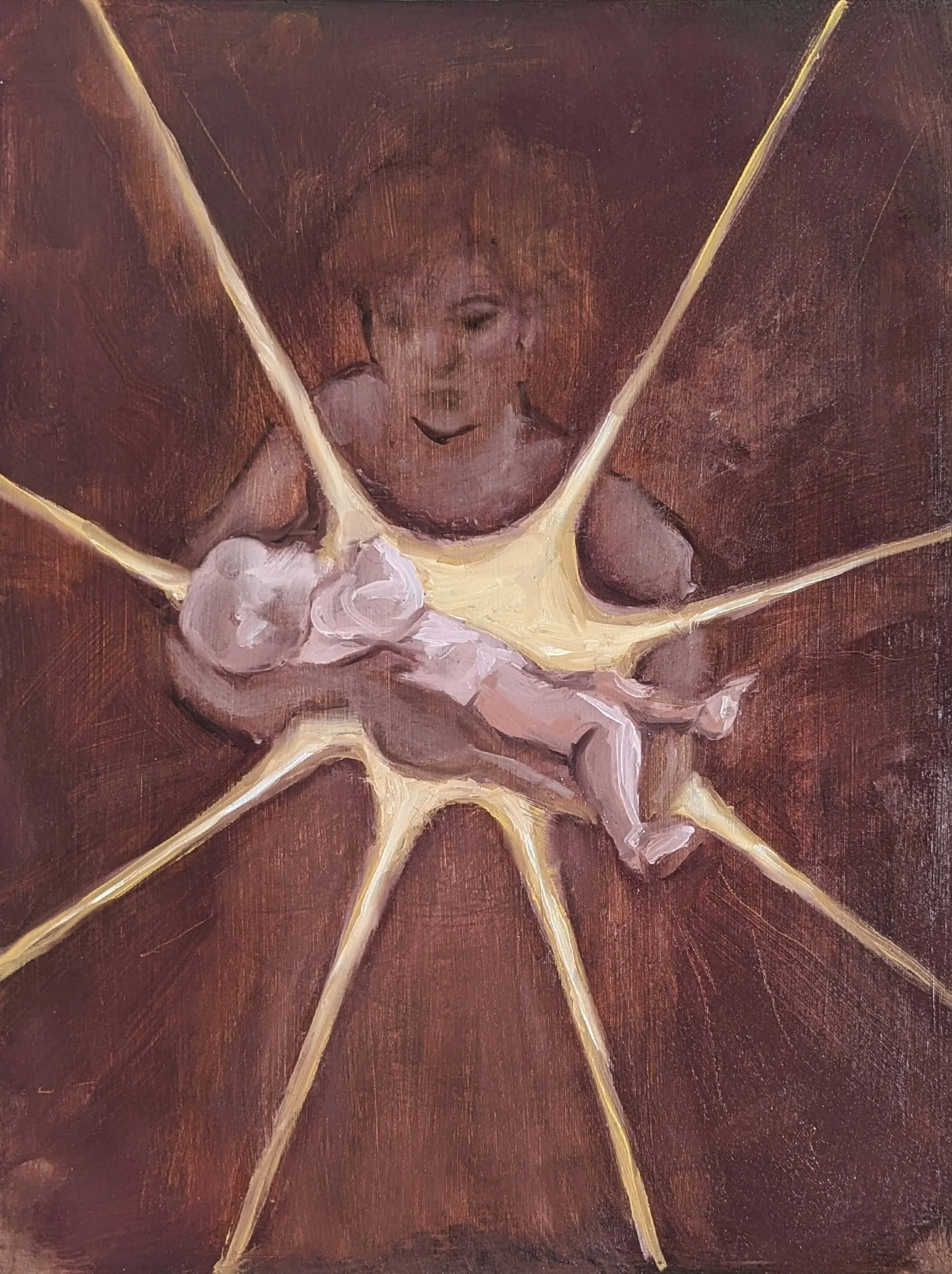 Disassociation, 2025 . Oil on wood - 12 x 16in. In private collection.