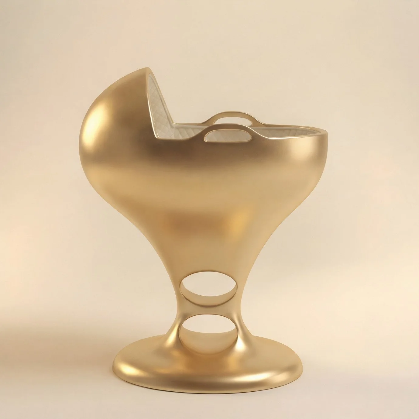 SUOMMO Dodo Bassinet Gold, luxury baby bassinet finished in 18 carat gold.