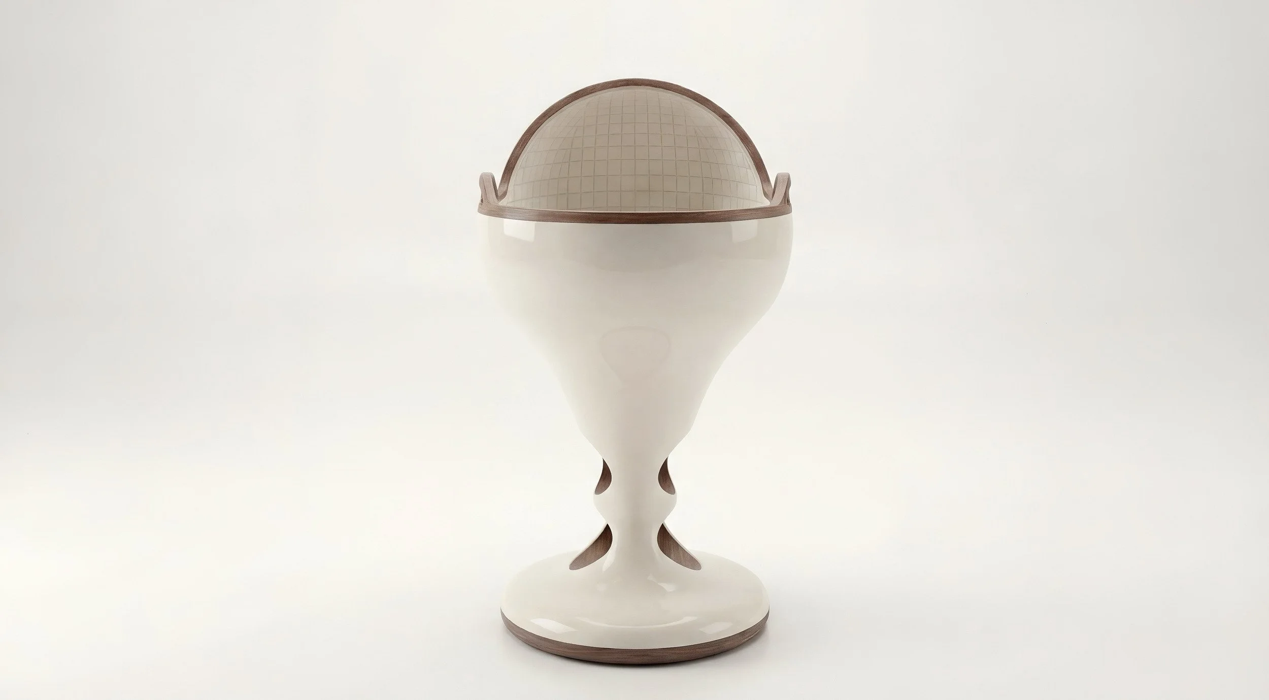 Front view of SUOMMO Dodo Sakura, limited edition baby bassinet crafted in Japanese keyaki wood.