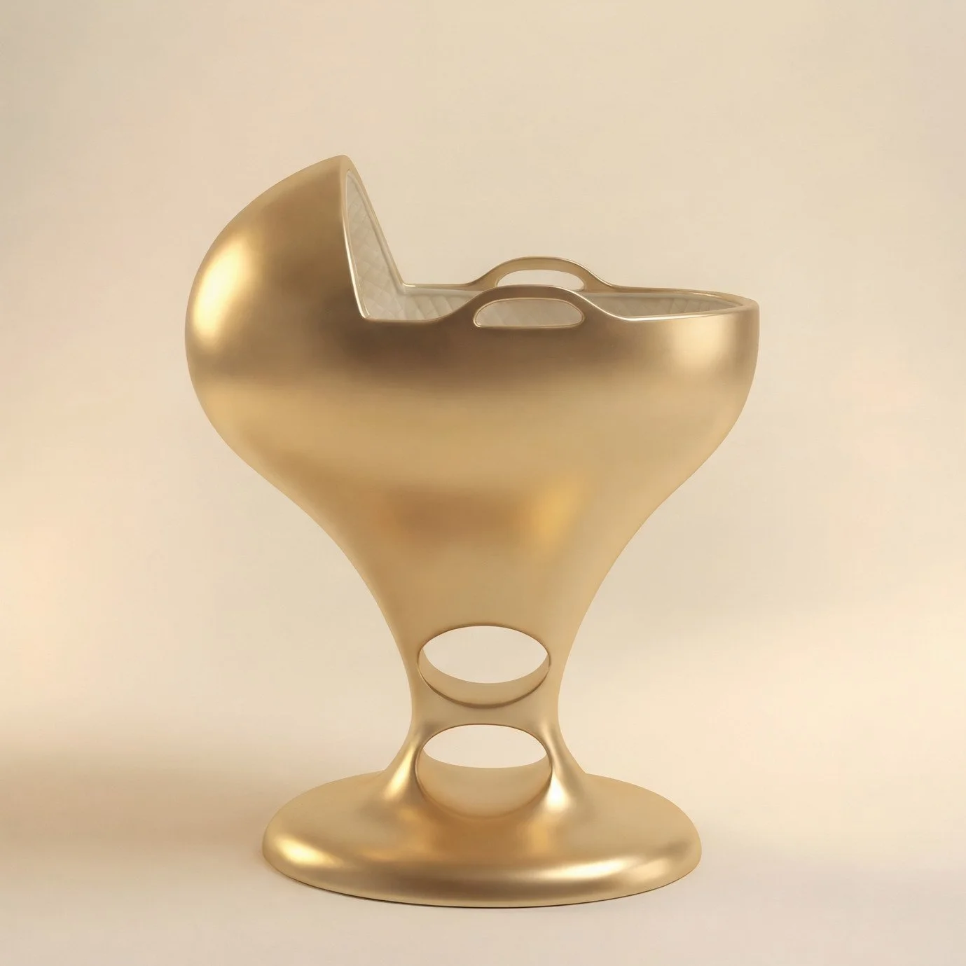 SUOMMO Dodo Bassinet Gold, luxury baby bassinet finished in 18 carat gold.