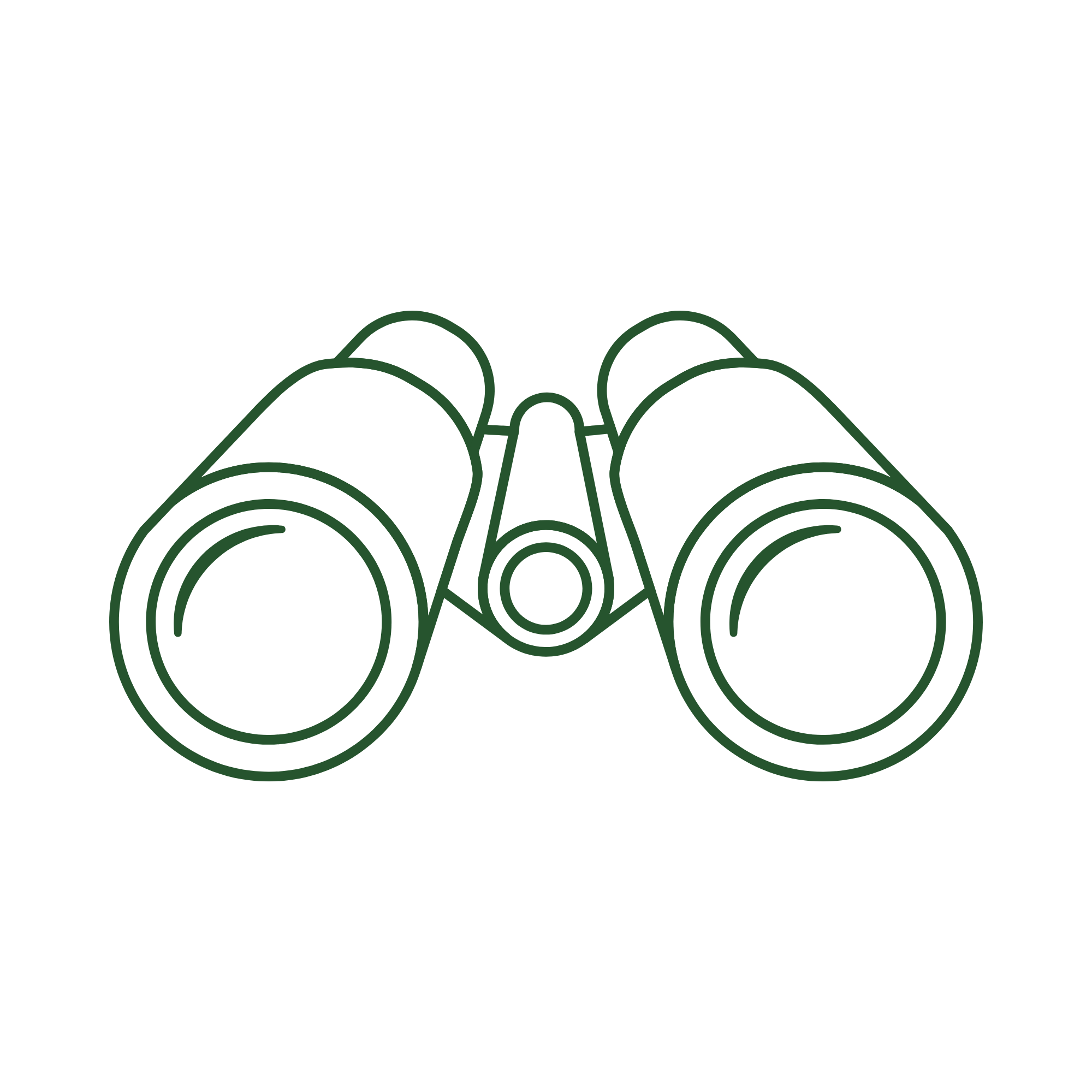 Cartoon drawing of binoculars with the word 'WOW' inside the lenses.