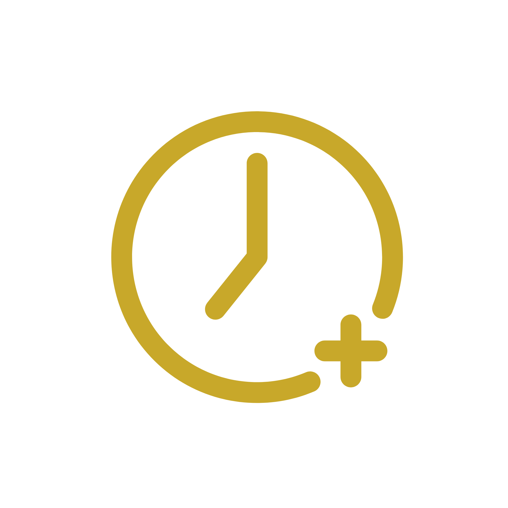 Gold outline clock with a dollar sign at the bottom right.