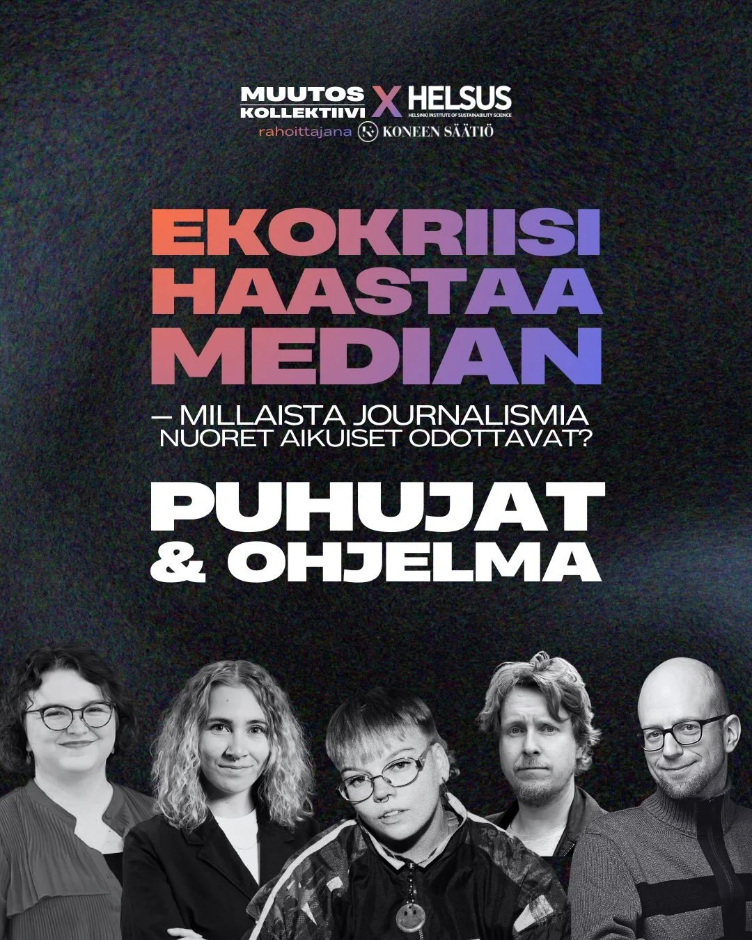 Tuu mukaan pohtimaan, millaista journalismia aikamme todella tarvitsee! Ilmoittautumislinkki tapahtumaan l&ouml;ytyy biosta.

19.3.2026 klo 17&ndash;19 | Tekstin talo, Lintulahdenkatu 3, Helsinki
Ekokriisi haastaa median -millaista journalismia nuore