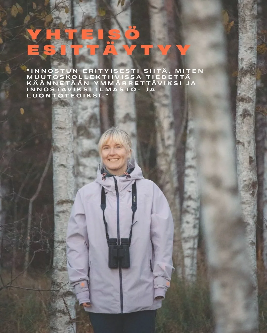 Moi, m&auml; oon Elsa. Asun Helsingin kantakaupungissa, mutta pakenen aina tilaisuuden tullen maalle luonnon rauhaan. Mut l&ouml;yt&auml;&auml; usein luonnosta kiikareiden kanssa seuraamassa lintuja ja muuta elonkirjoa. Siin&auml; konkretisoituu hyvi