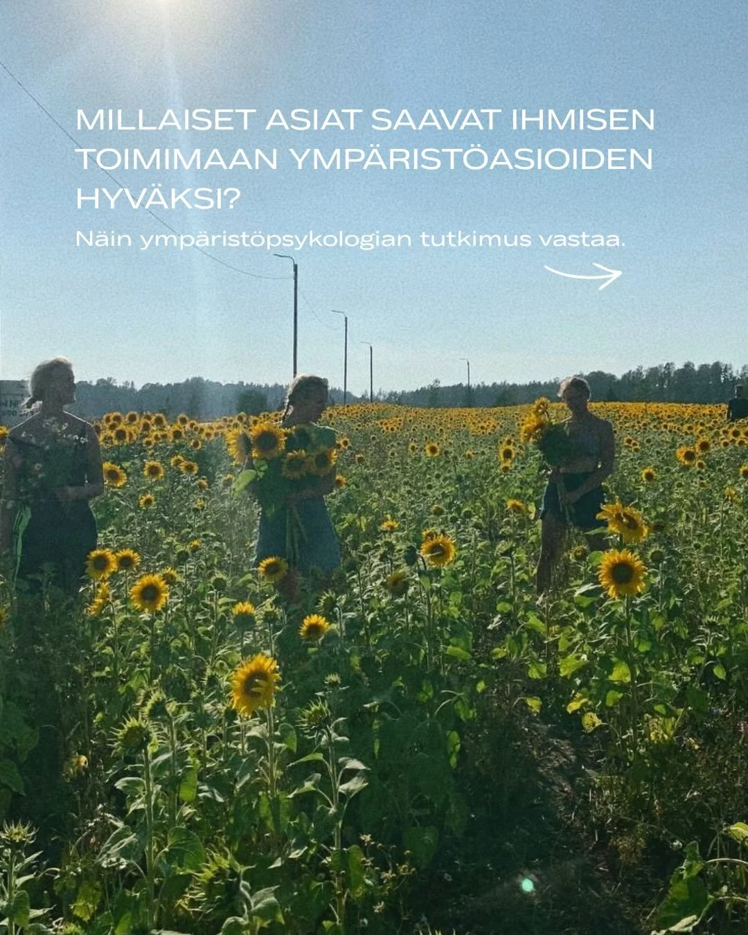 Millaiset asiat saavat ihmiset kokemaan ymp&auml;rist&ouml;asiat t&auml;rkeiksi ja edist&auml;m&auml;&auml;n kest&auml;v&auml;&auml; toimintaa? N&auml;in ymp&auml;rist&ouml;psykologian tutkimus vastaa.

Tutkimuksissa on havaittu, ett&auml; pelkk&auml