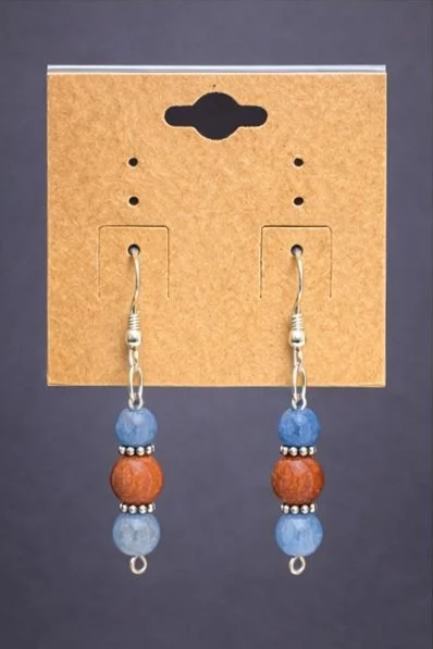 Blue Aventurine and Goldstone Earrings