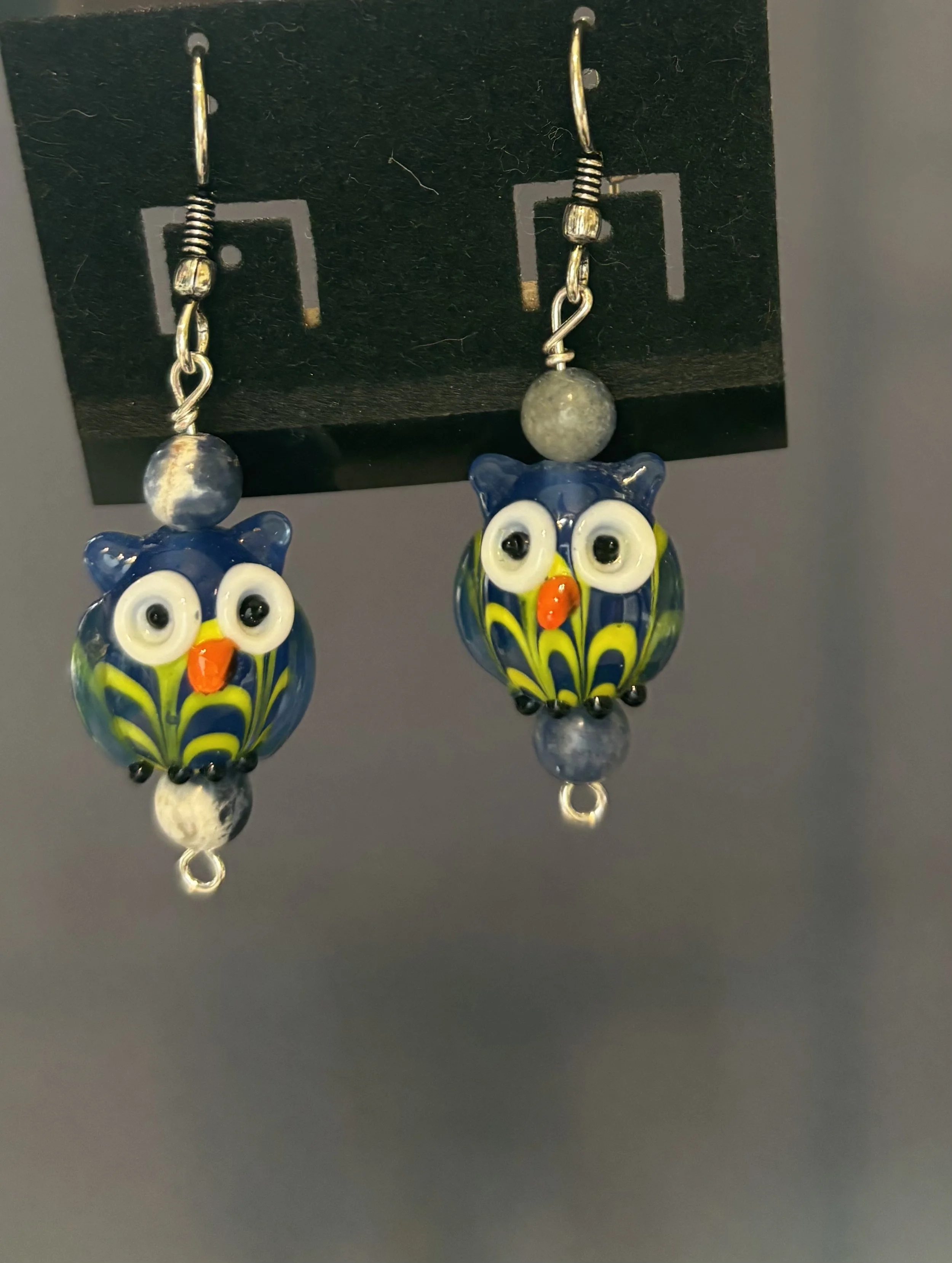 blue ceramic/sodalite earrings