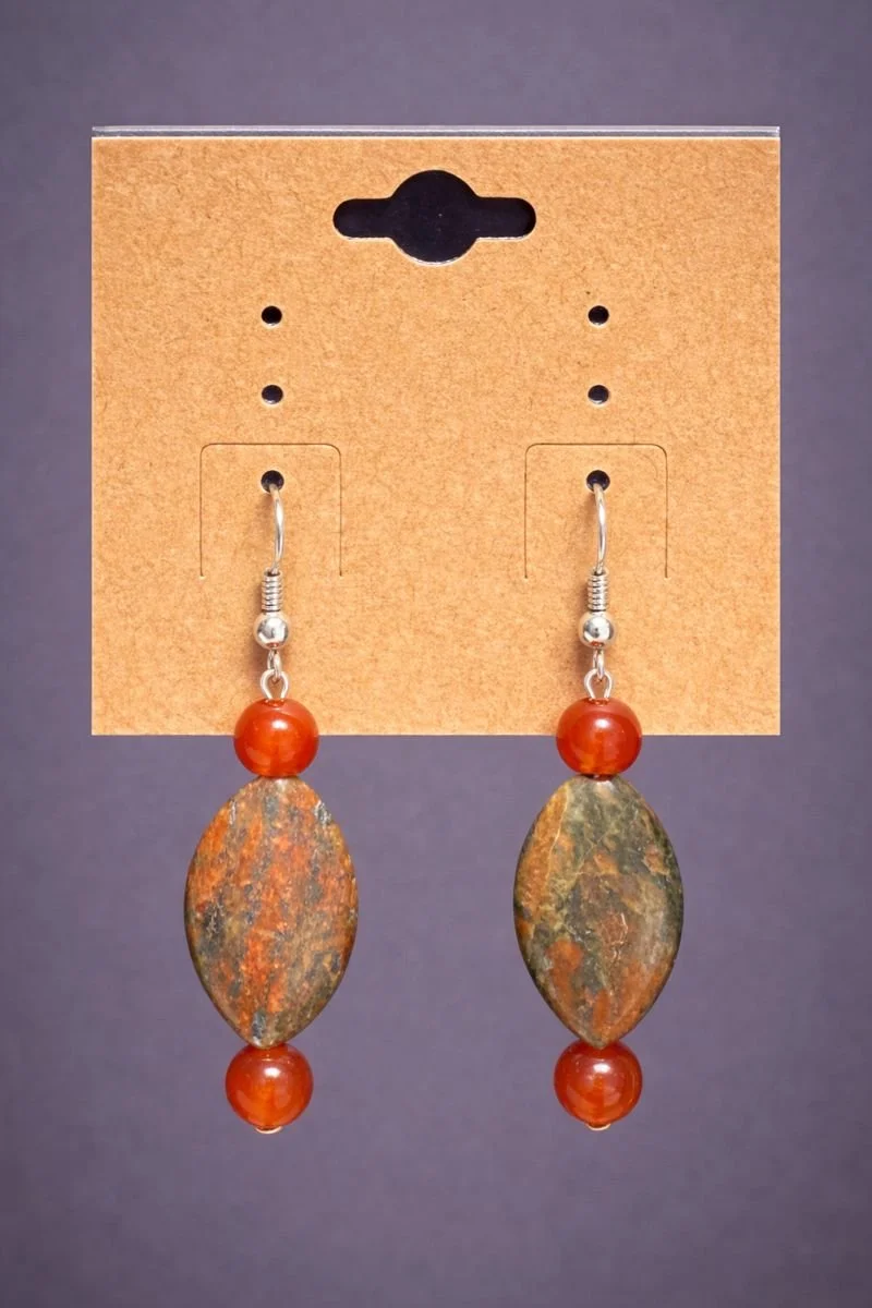 Carnelian, Unakite Earrings