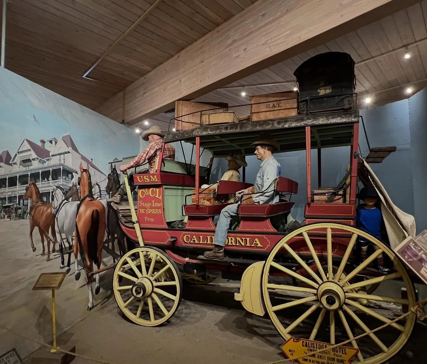 Our 1890s stagecoach lets visitors imagine themselves as travelers from another era. Picture a dusty, all-day excursion in this wagon pulled by a team of 6 horses, making their way up the valley from the Vallejo Ferry - a distance of 38 miles - befor