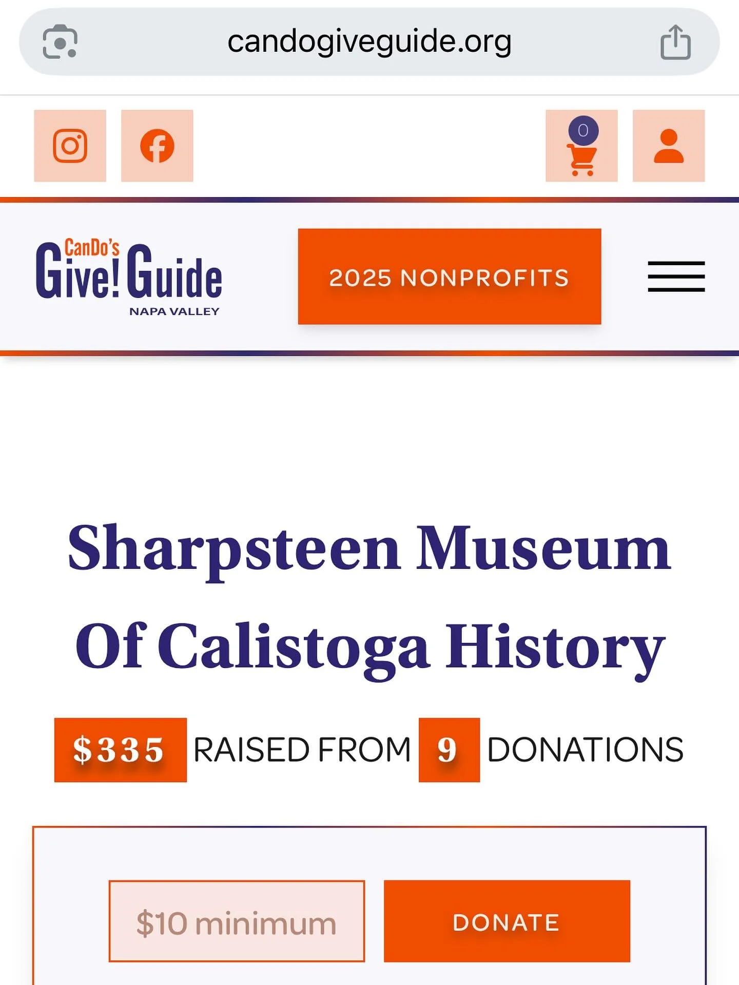 Off to a strong start! Thank you to all our generous donors for their support. You can join them through the @napavalleygiveguide link in our bio. It&rsquo;s a great feeling to bring Calistoga history alive, 363 days a year! #historicalmuseum #educat