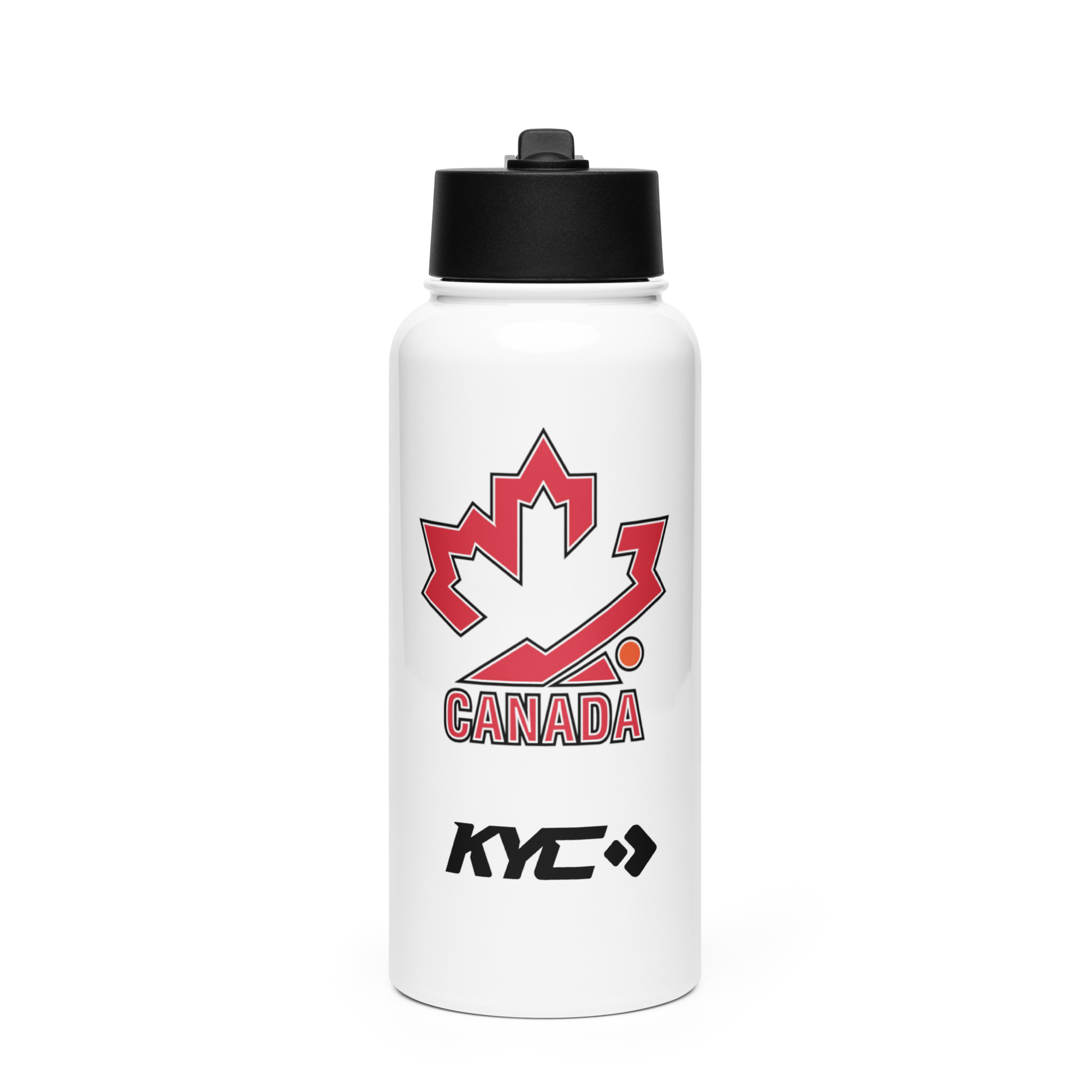 Stainless steel water bottle with a straw lid