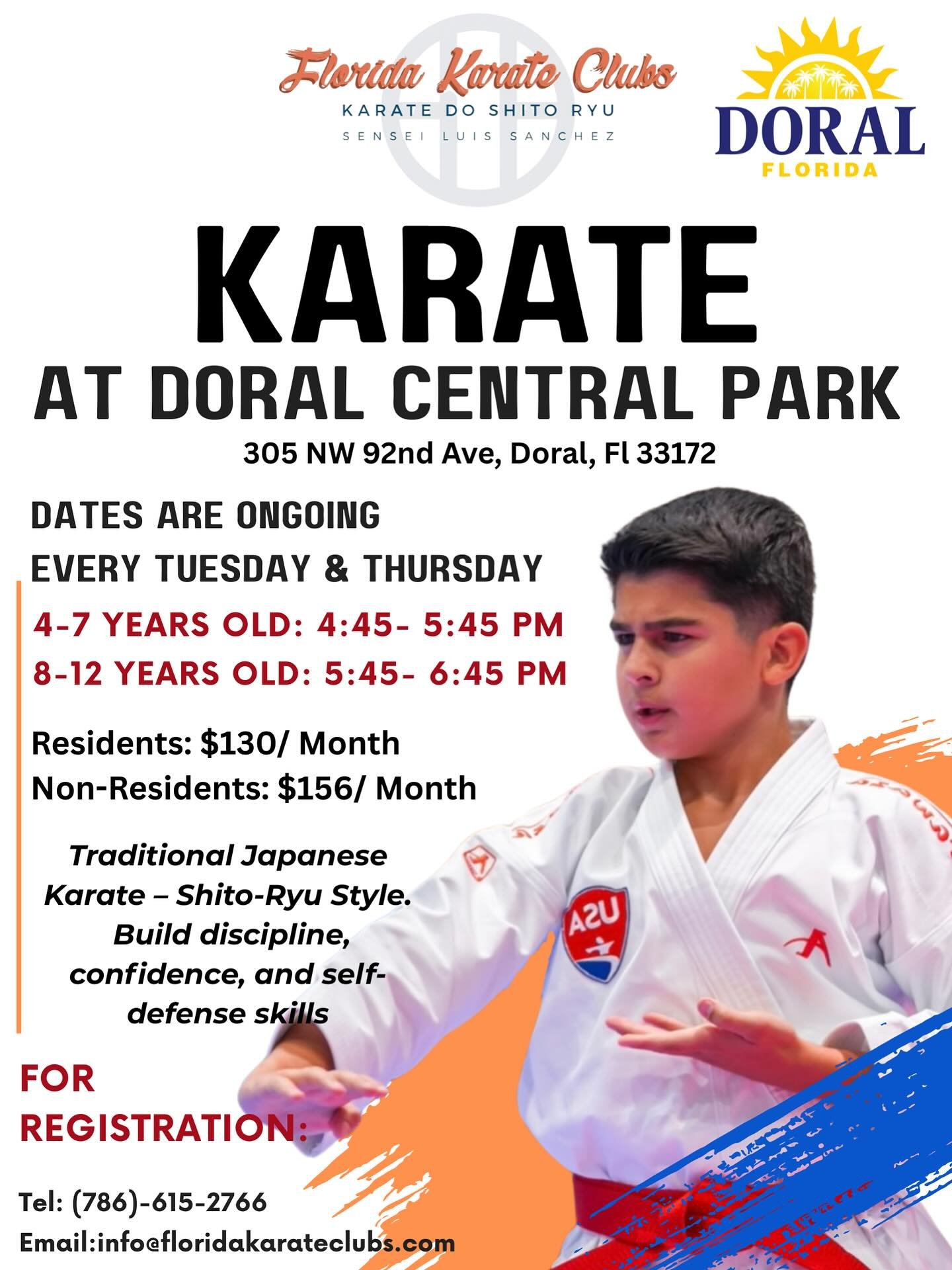 We&rsquo;re very excited to announce the opening of our newest Karate school location at Doral Central Park! Classes start as soon as next week, and we can&rsquo;t wait to welcome new students to the mat. 💥

Interested in joining? Contact us today t