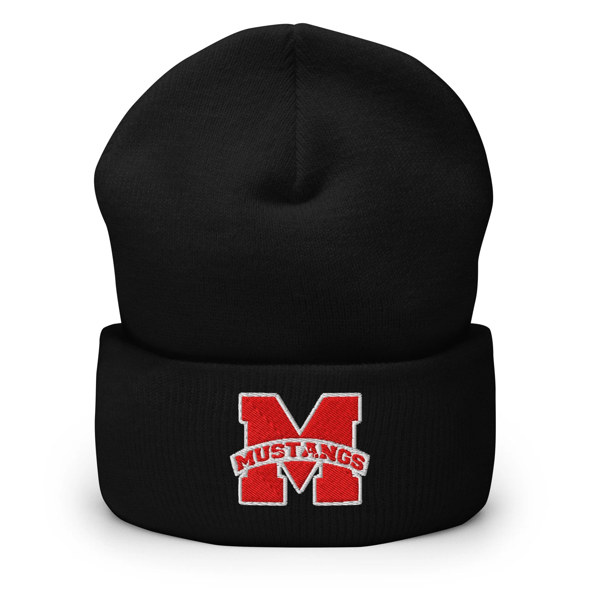 Mustang Logo Black Cuffed Beanie