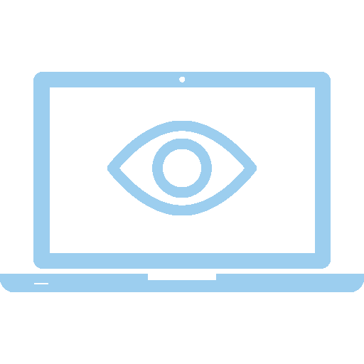 Tietokoneen näyttö, jossa silmäsymboli.