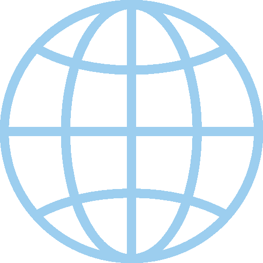 Maailmankartta symboli, sininen piirretty globus