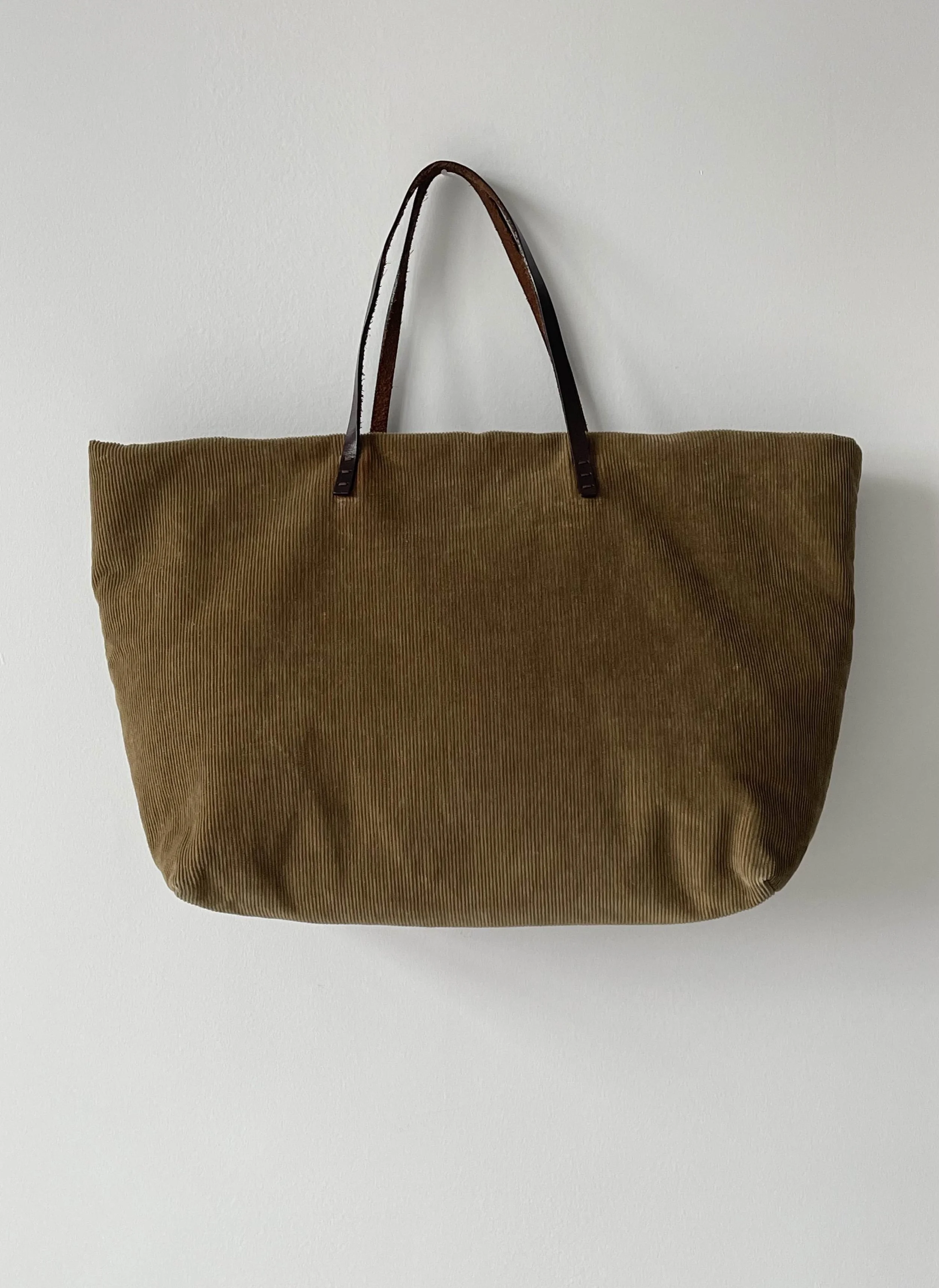 Fendi Large Khaki Corduroy Tote