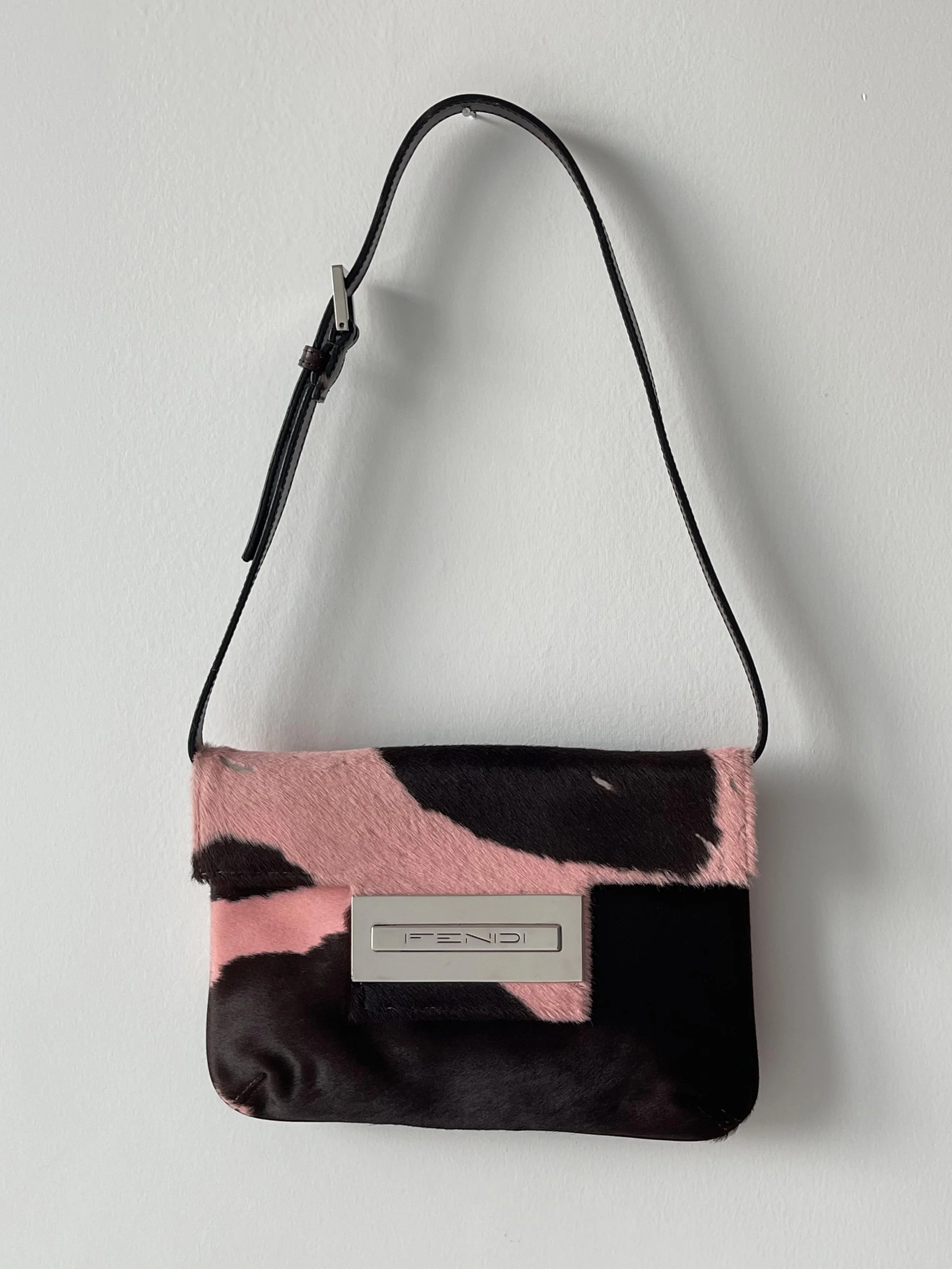 F/W 1999 Fendi Pink Pony Hair Shoulder & Belt Bag