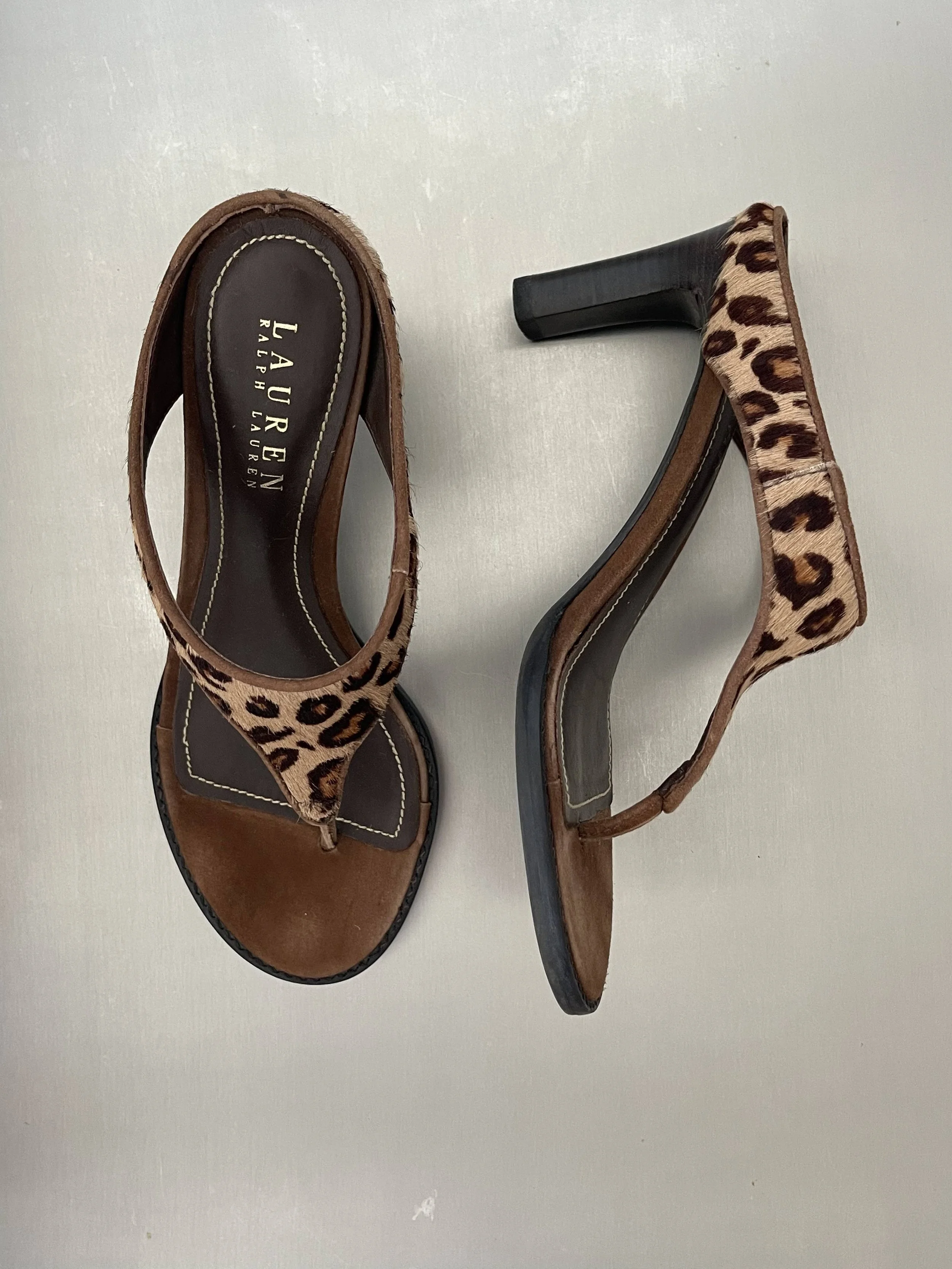 Ralph Lauren Leopard Ponyhair Sandals 6