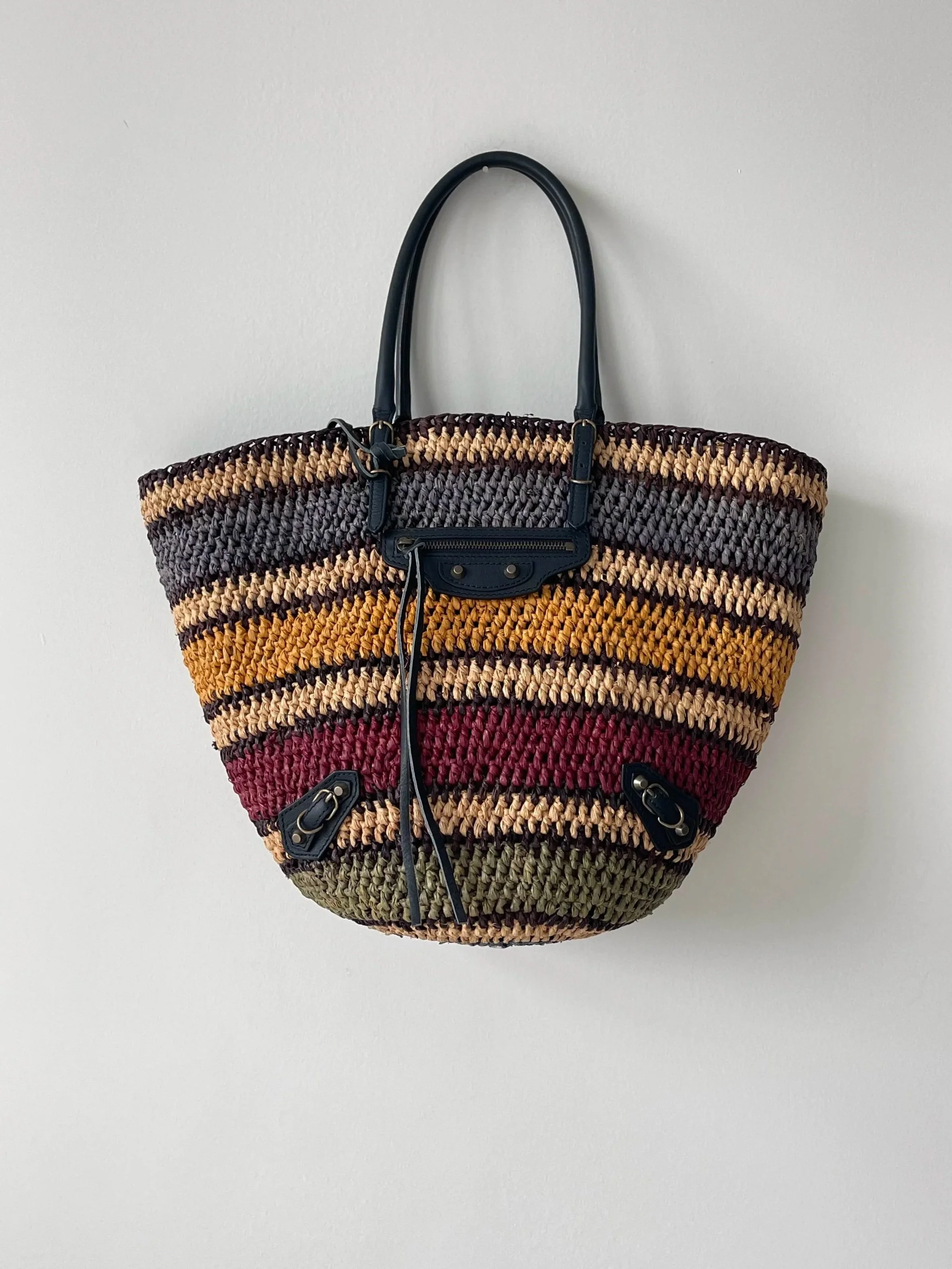 Balenciaga Multicolor Raffia Panier