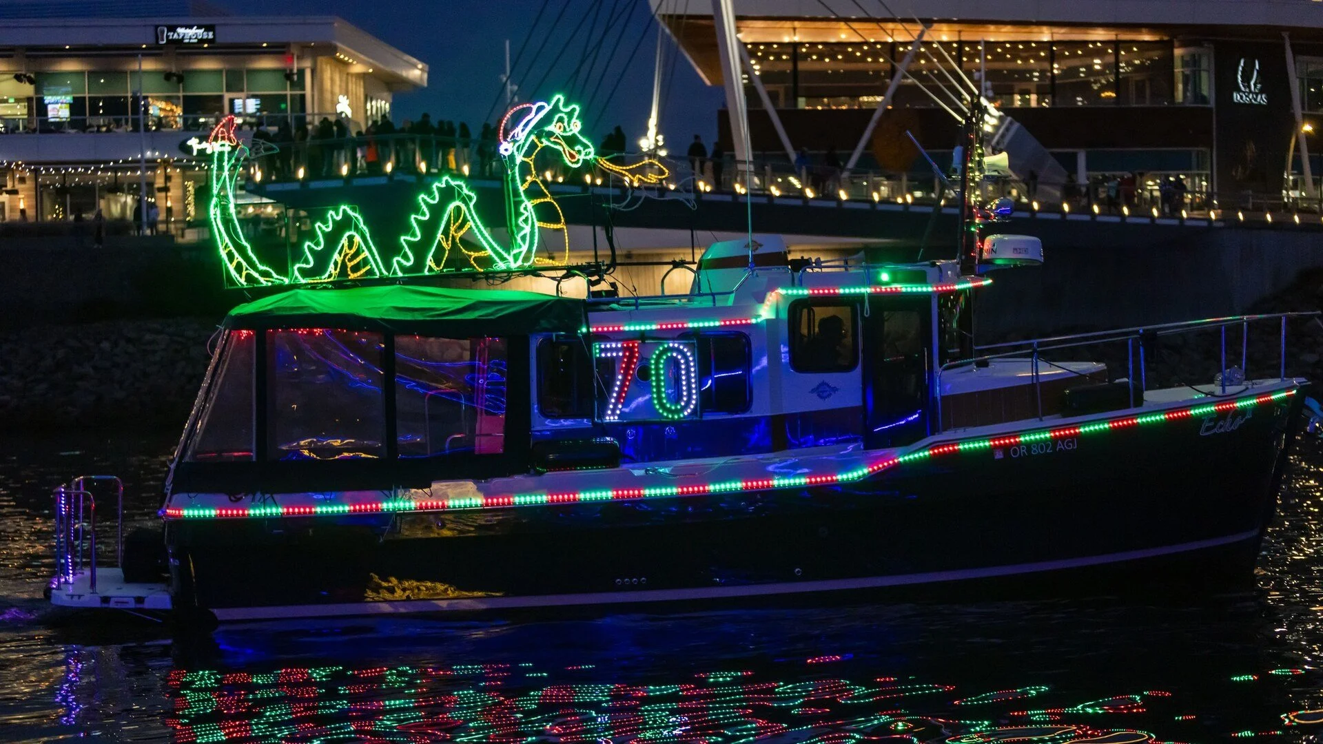 The sea serpent atop Echo II entertains spectators at the Vancouver Waterfront
